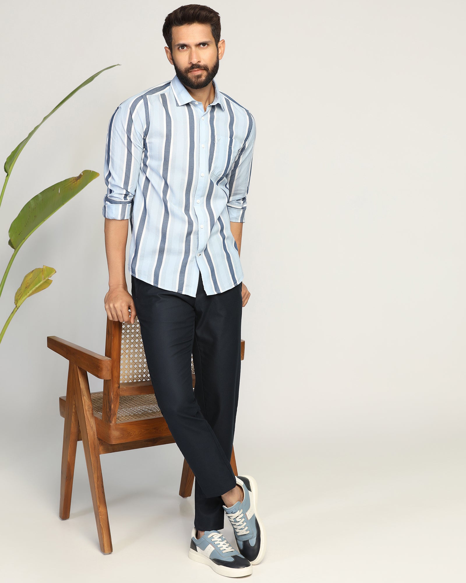 Casual Blue Stripe Shirt - Montag