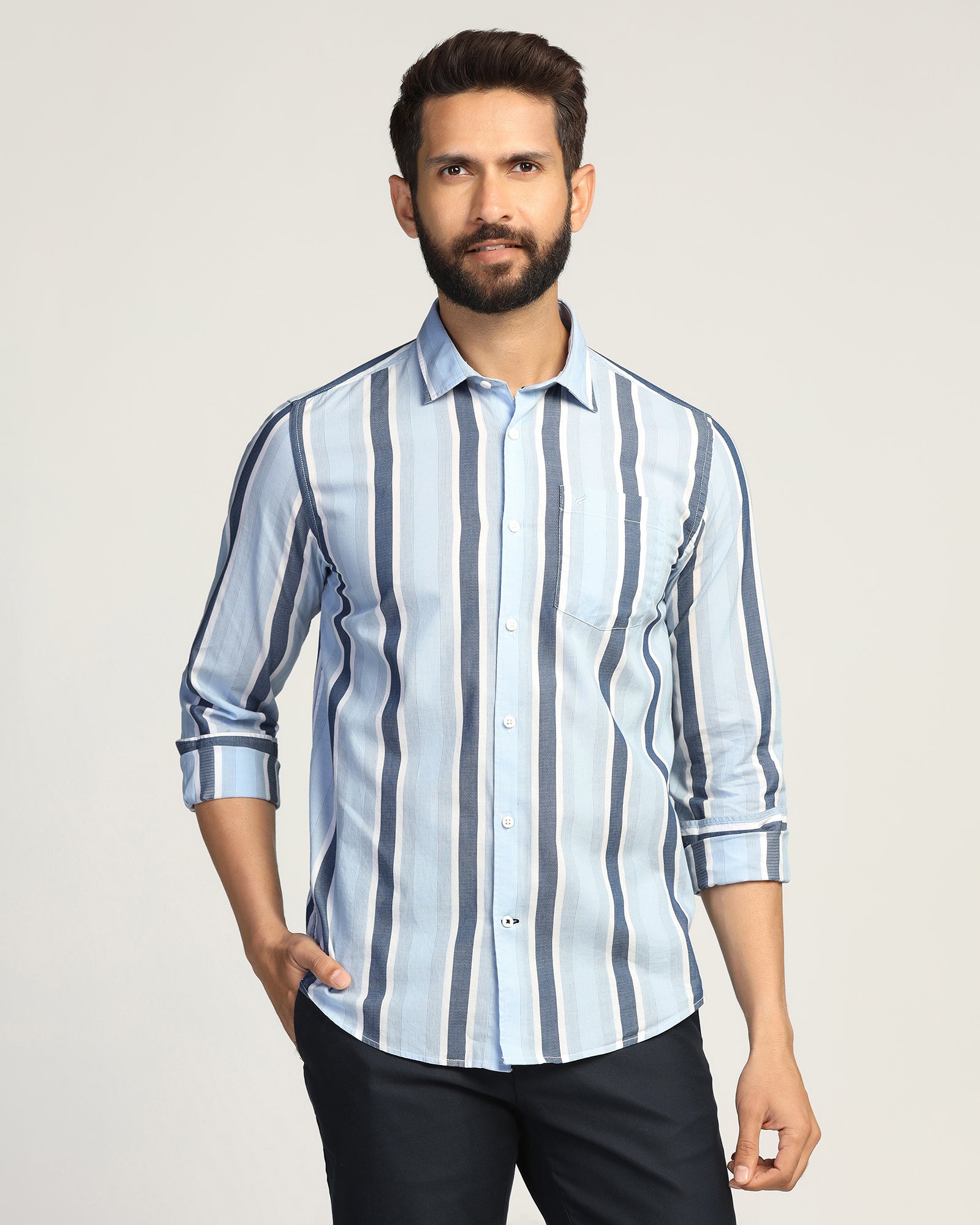 Casual Blue Stripe Shirt - Montag