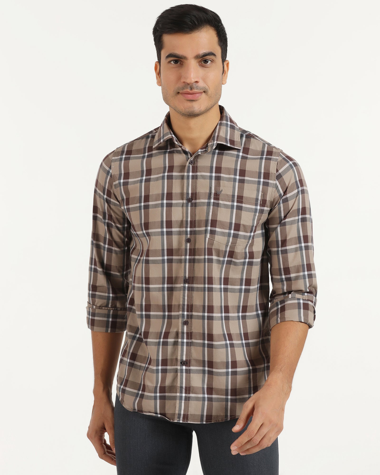 Casual Brown Check Shirt - Jace