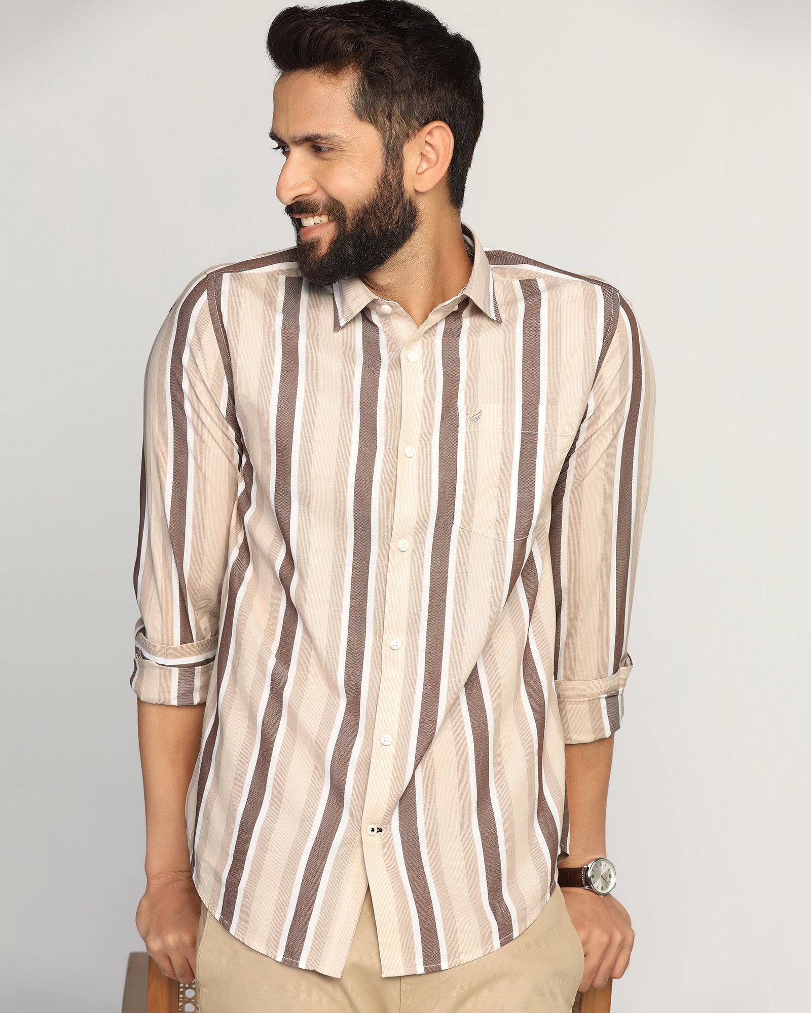 Casual Brown Stripe Shirt - Montag