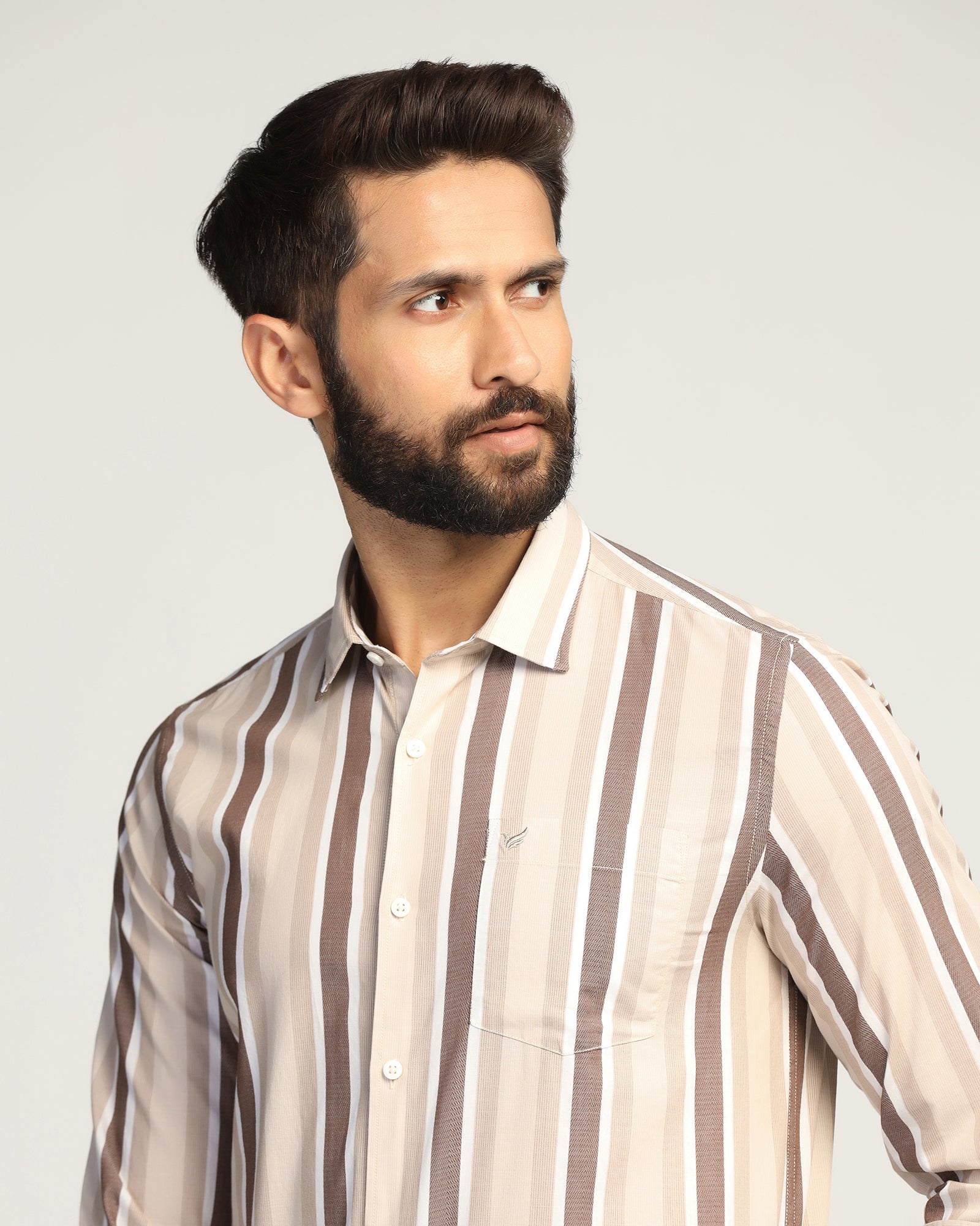 Casual Brown Stripe Shirt - Montag