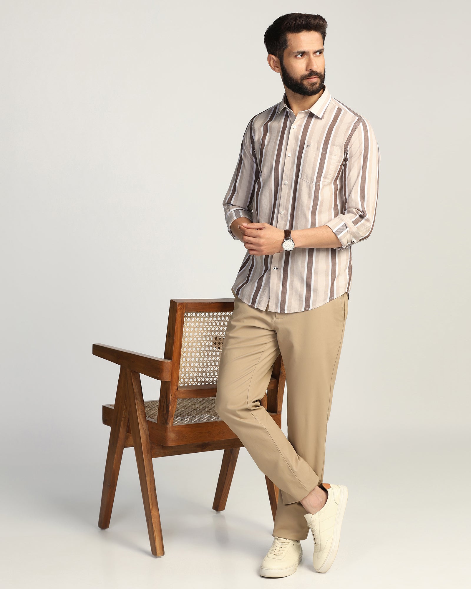 Casual Brown Stripe Shirt - Montag