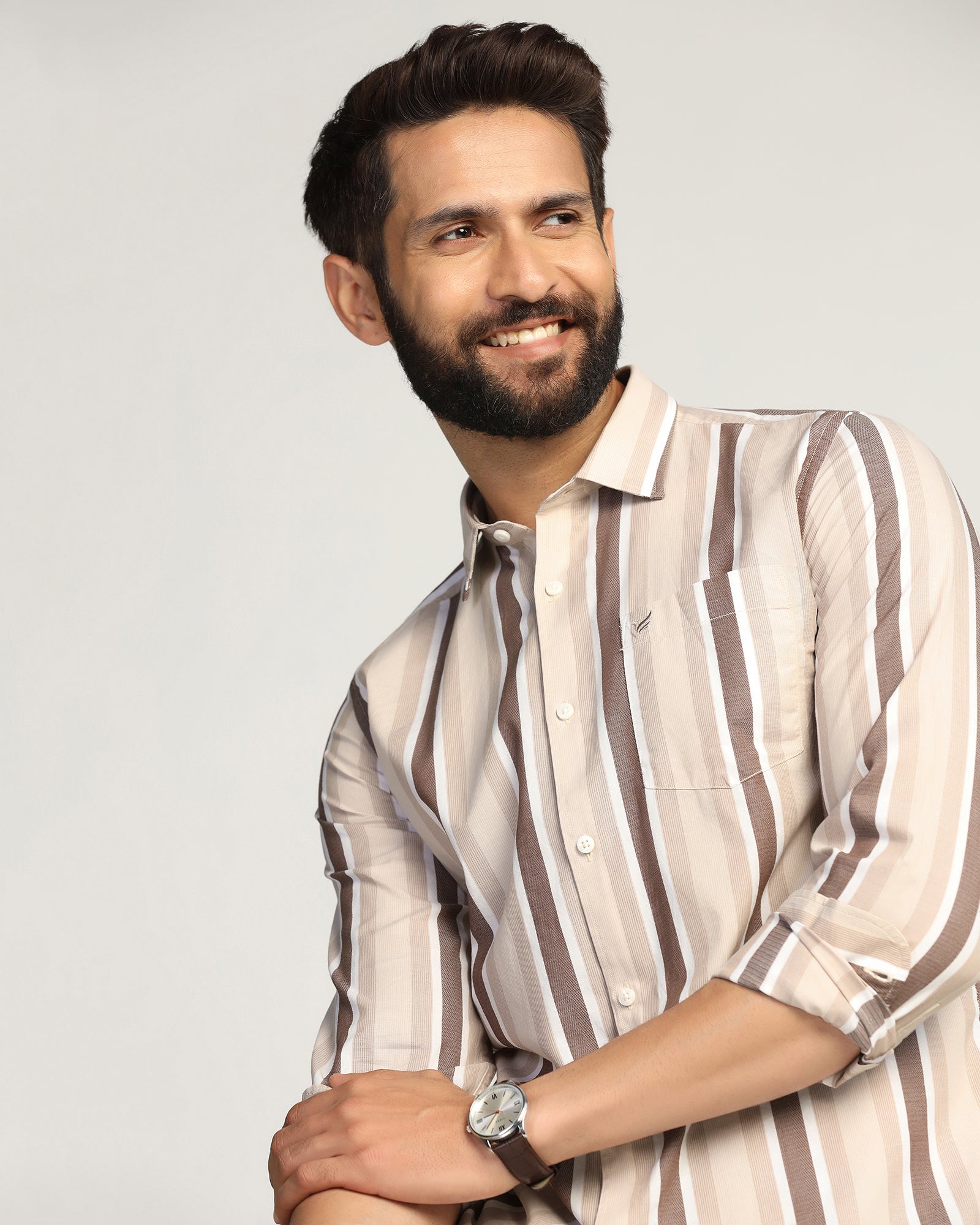 Casual Brown Stripe Shirt - Montag
