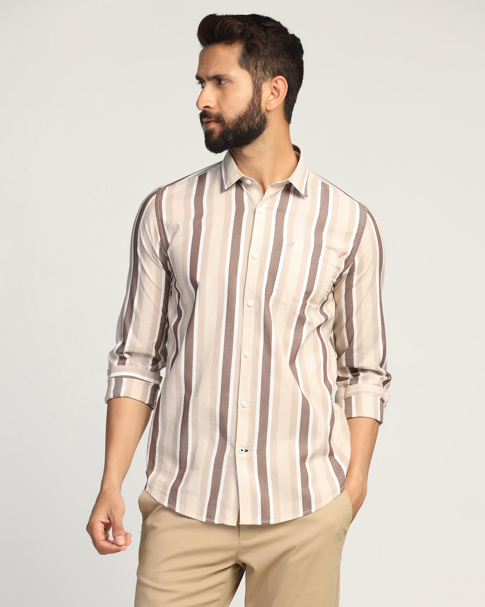 Casual Brown Stripe Shirt - Montag