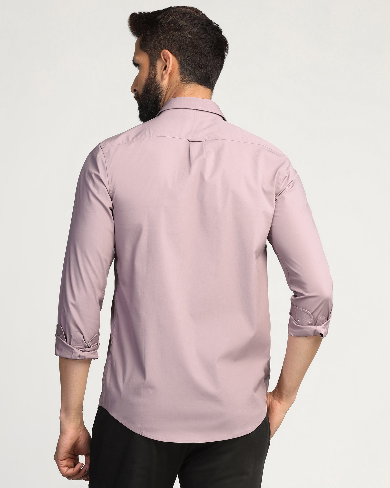 Casual Dusty Pink Solid Shirt - Lujo
