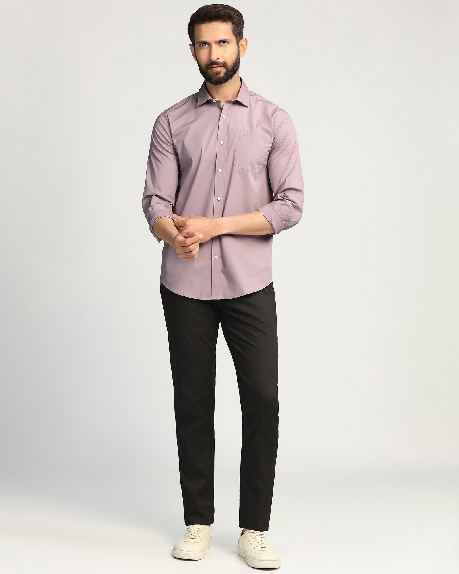 Casual Dusty Pink Solid Shirt - Lujo
