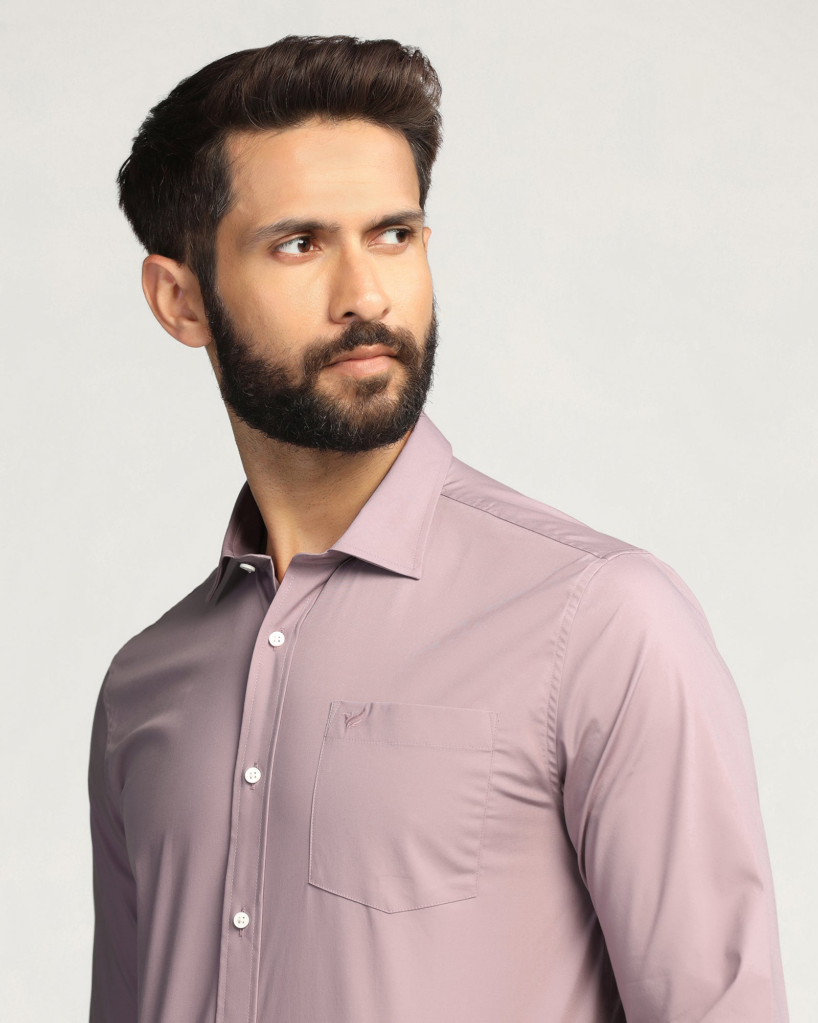 Casual Dusty Pink Solid Shirt - Lujo