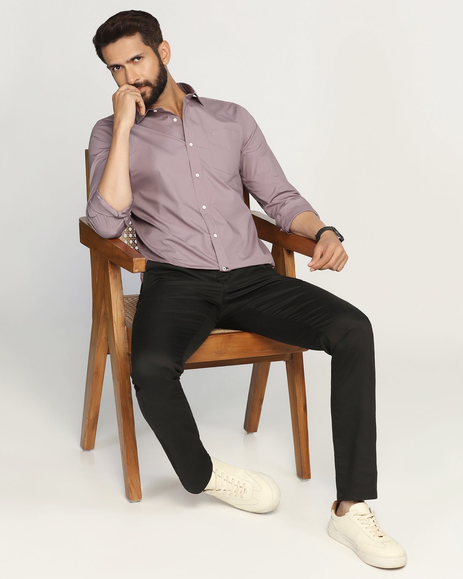 Casual Dusty Pink Solid Shirt - Lujo