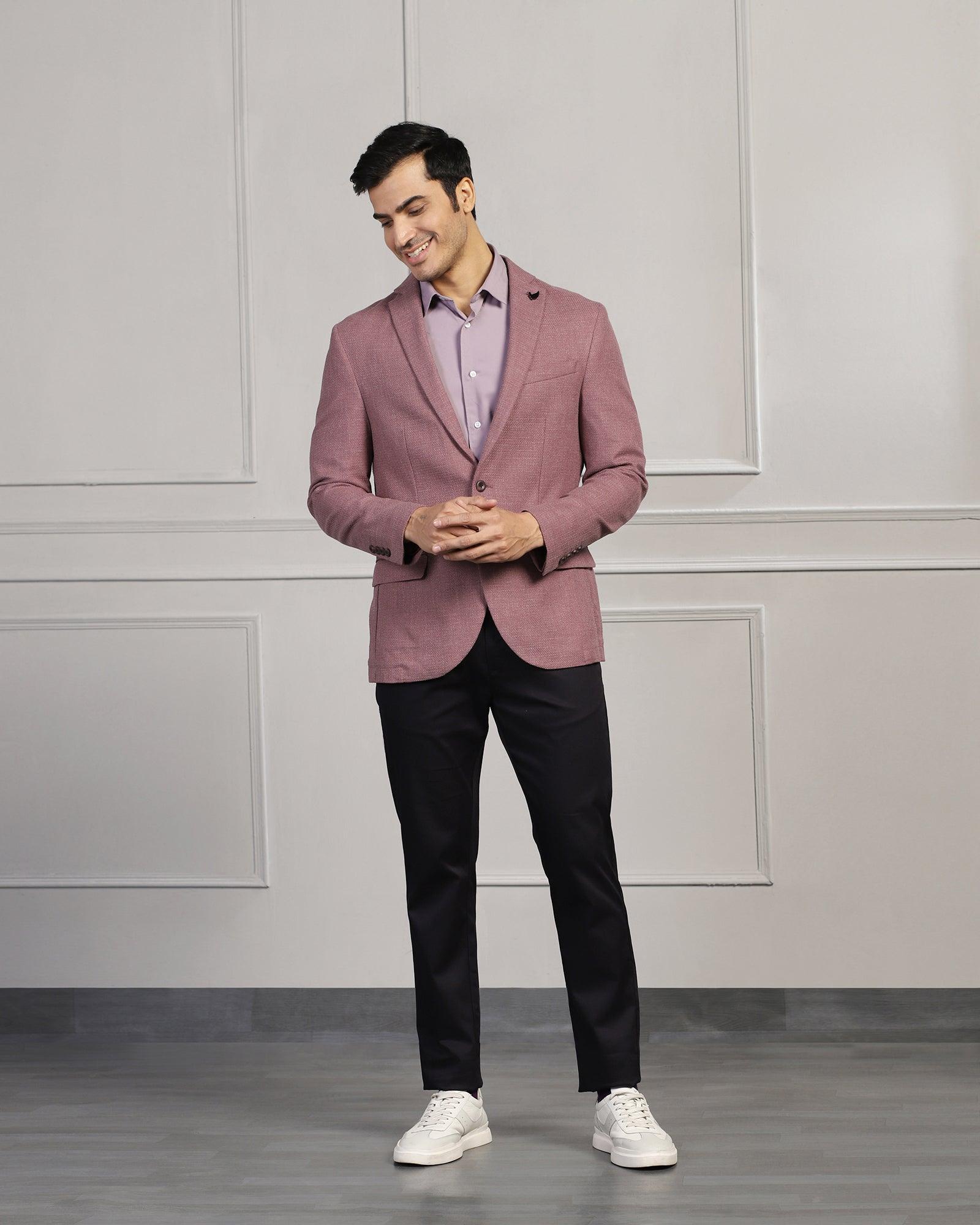 Casual Dusty Pink Textured Blazer - Astin - Blackberrys