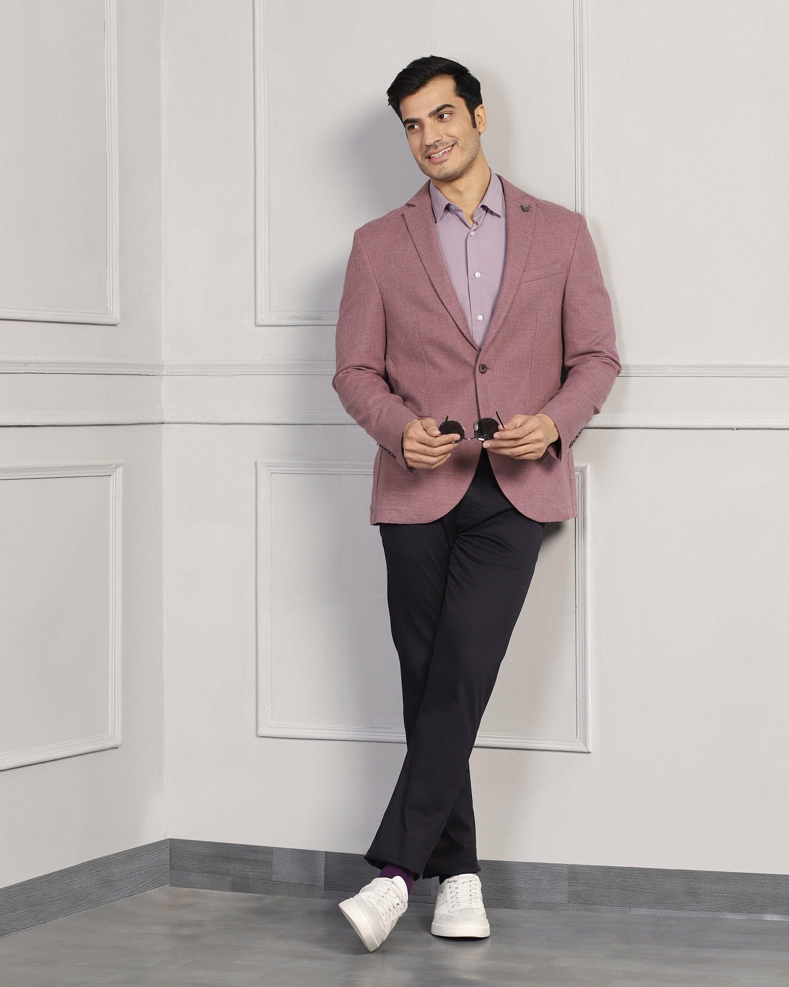 Casual Dusty Pink Textured Blazer - Astin - Blackberrys