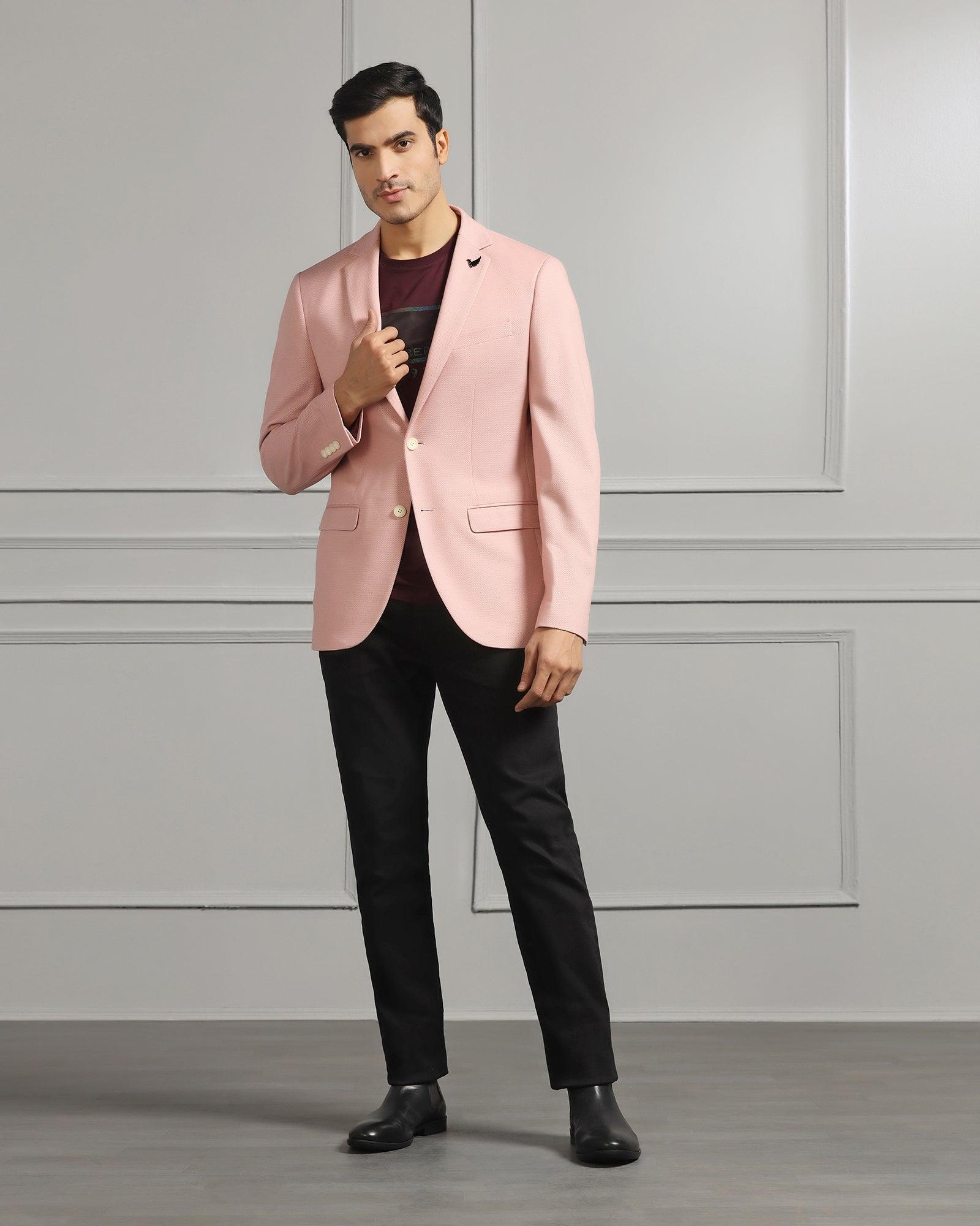 Casual Dusty Pink Textured Blazer - Ken - Blackberrys