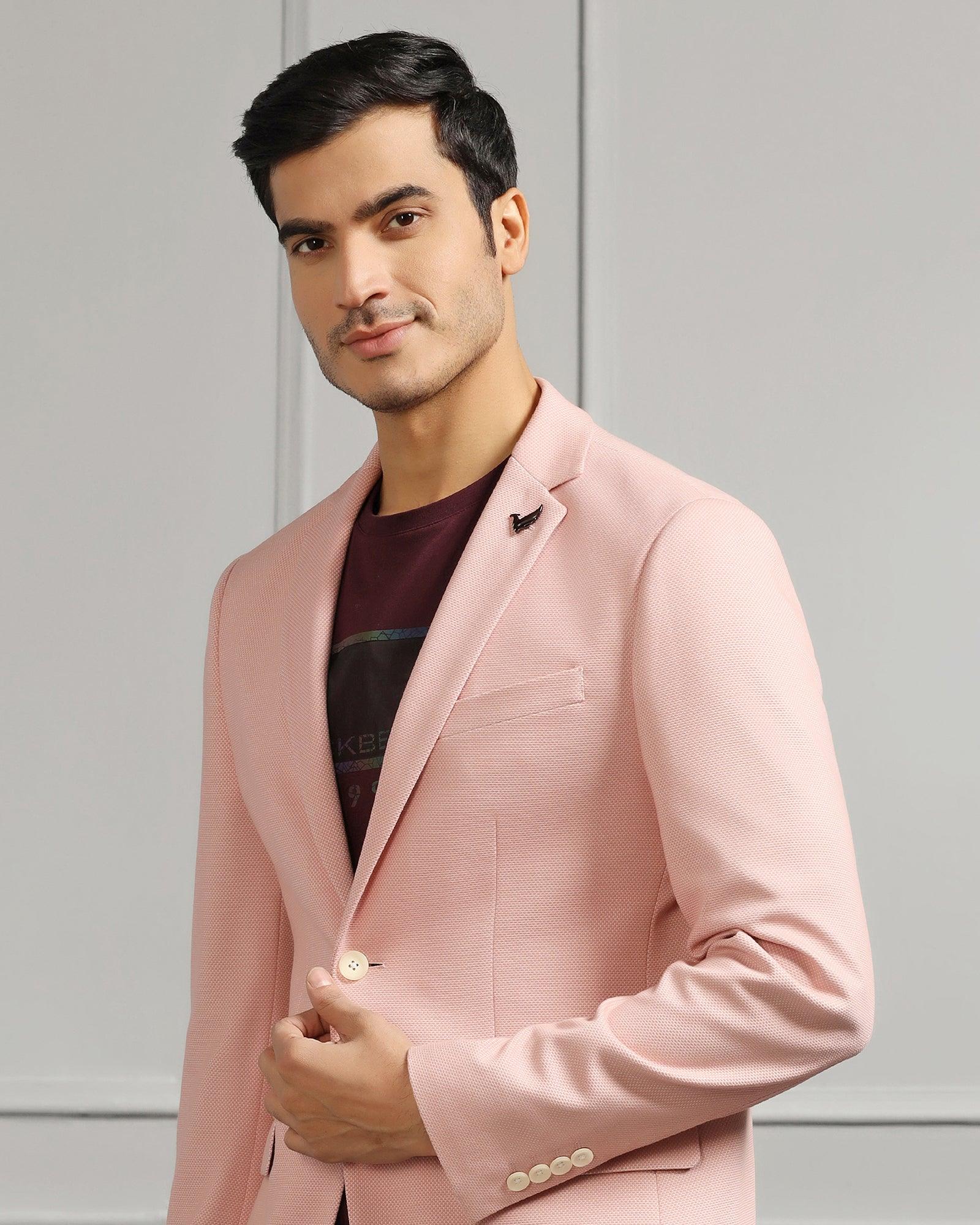 Casual Dusty Pink Textured Blazer - Ken - Blackberrys