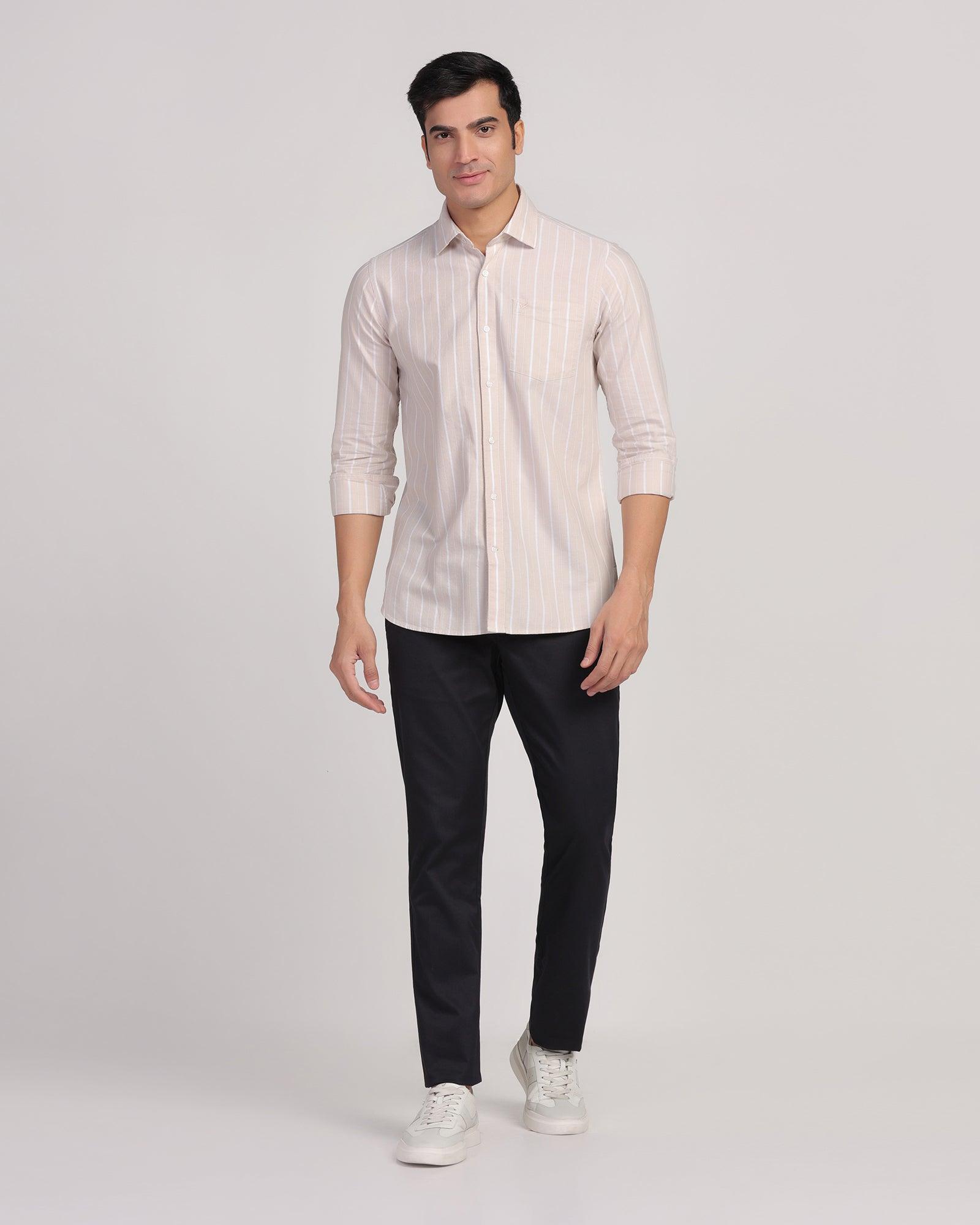 Casual Ecru Stripe Shirt - Cooper - Blackberrys
