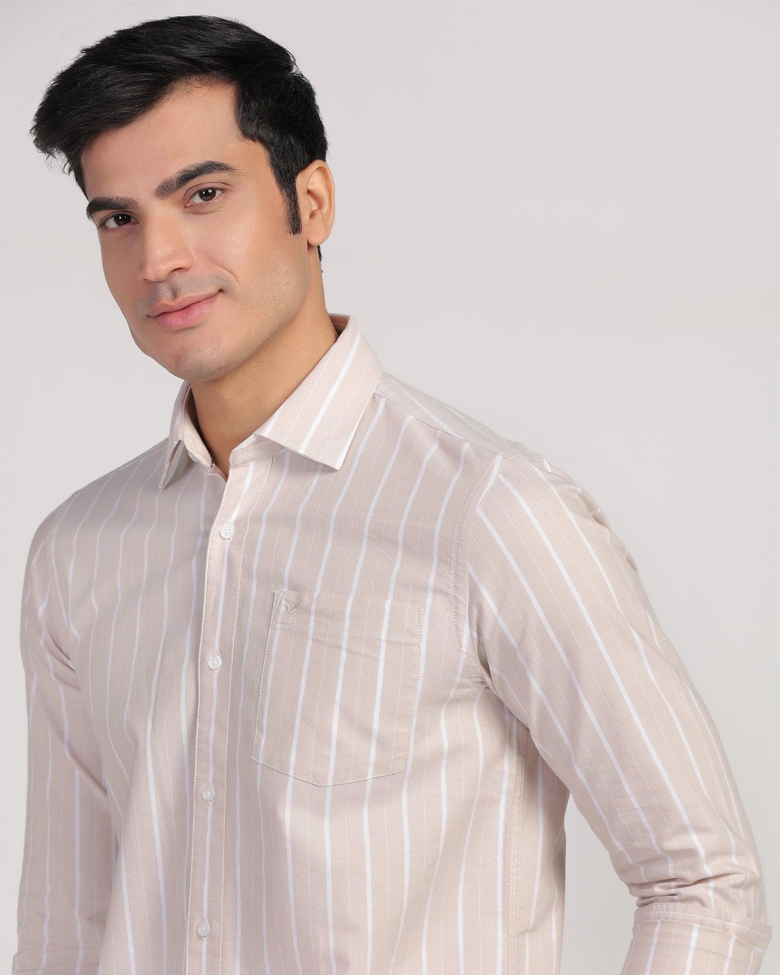 Casual Ecru Stripe Shirt - Cooper - Blackberrys