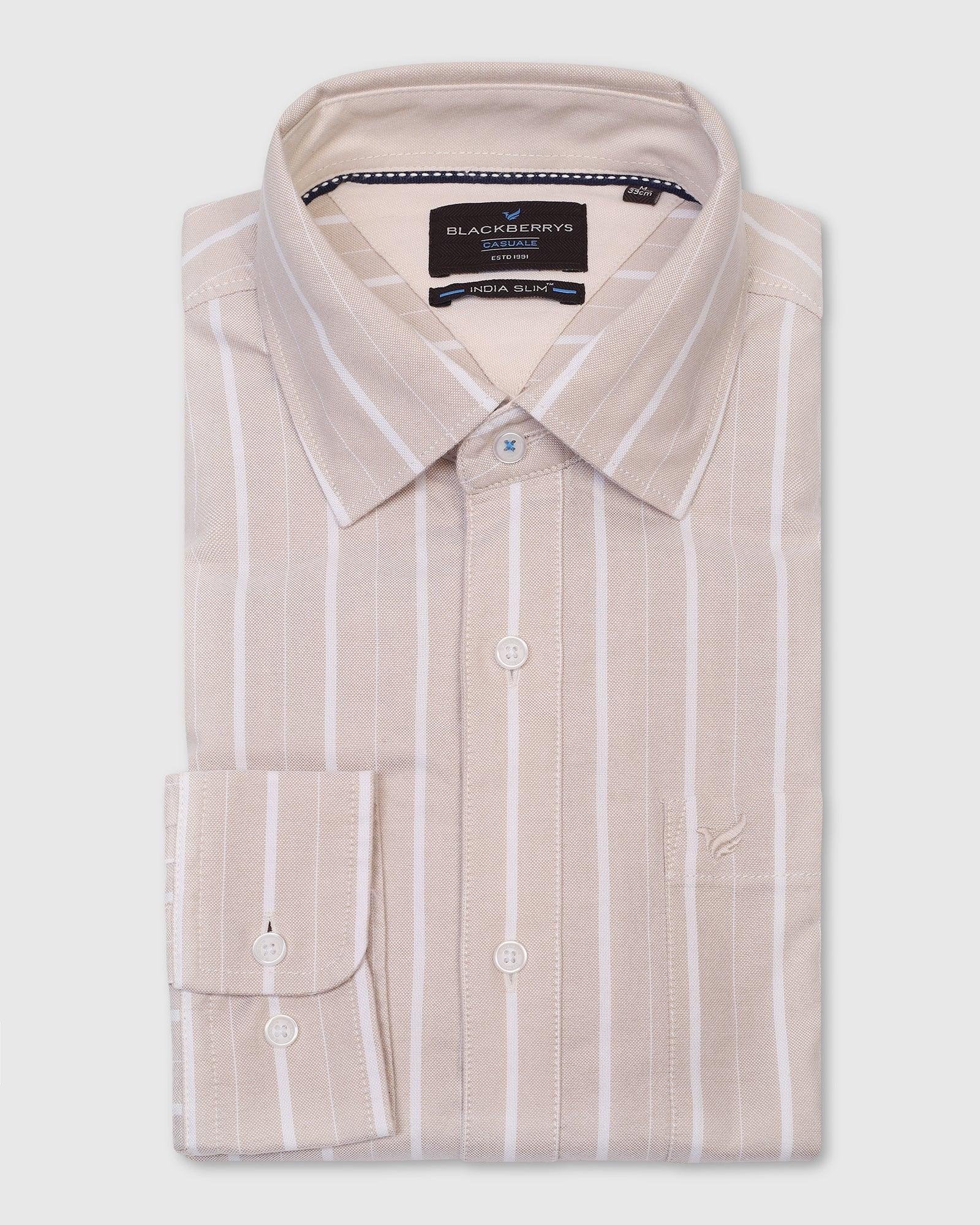 Casual Ecru Stripe Shirt - Cooper - Blackberrys