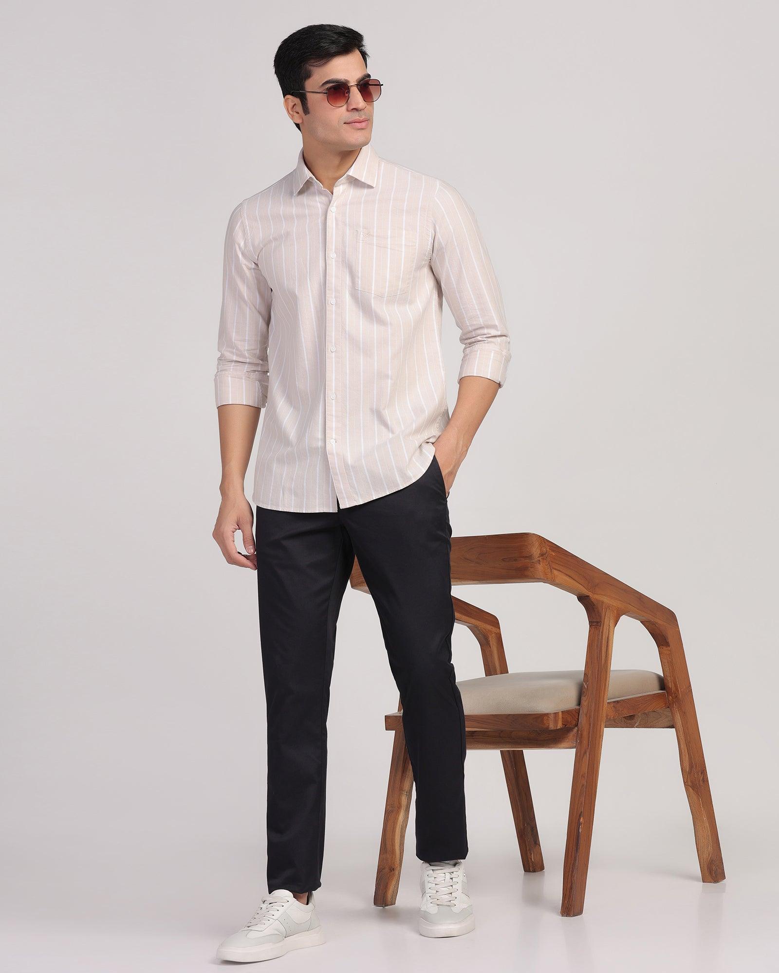 Casual Ecru Stripe Shirt - Cooper - Blackberrys