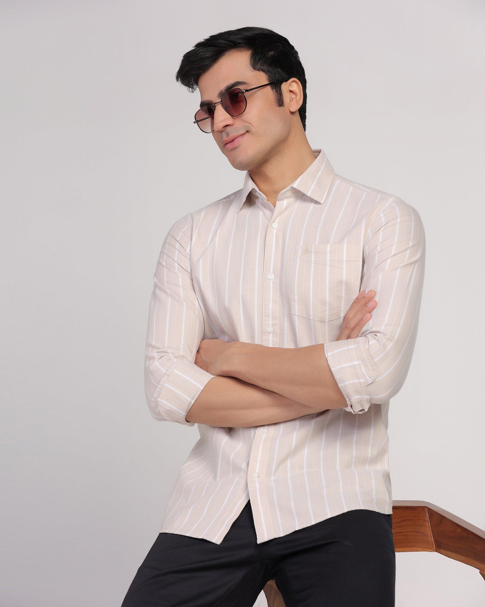 Casual Ecru Stripe Shirt - Cooper - Blackberrys