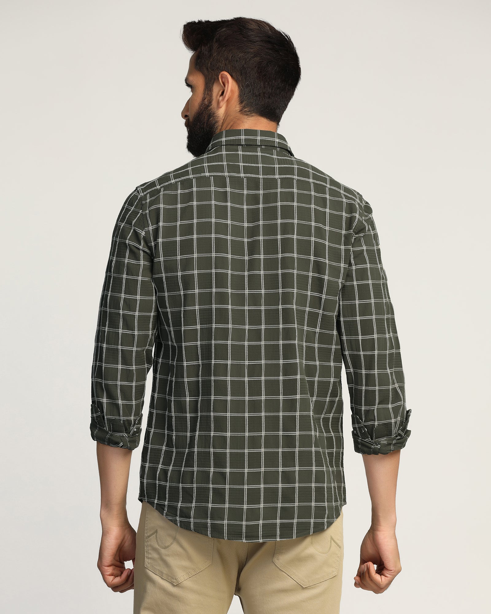 Casual Green Check Shirt - Josen