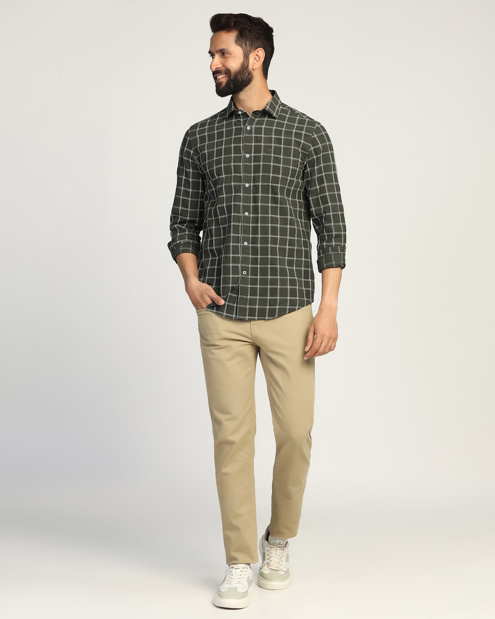 Casual Green Check Shirt - Josen