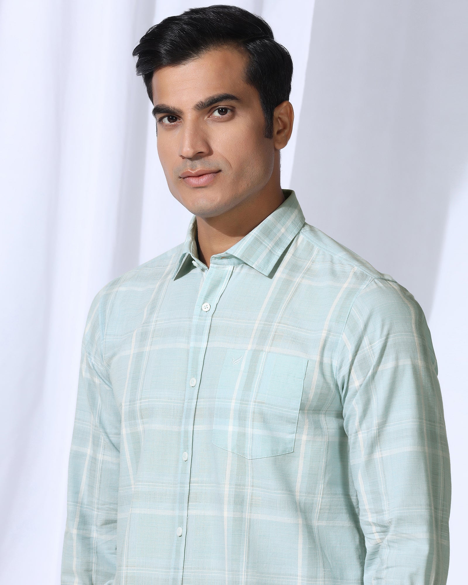 Casual Green Check Shirt - Revon