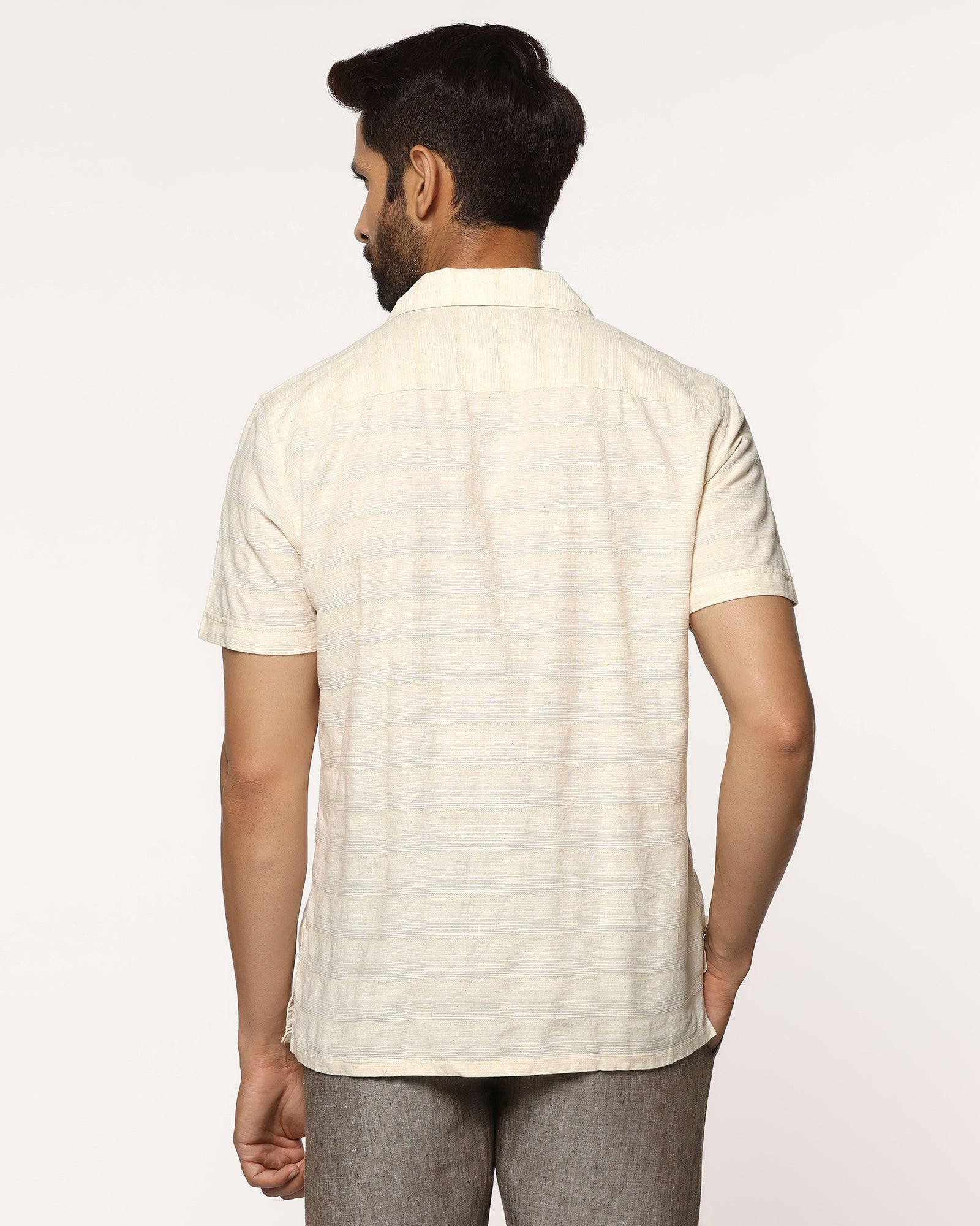 Casual Half Sleeve Natural Textured Shirt - tatsuki