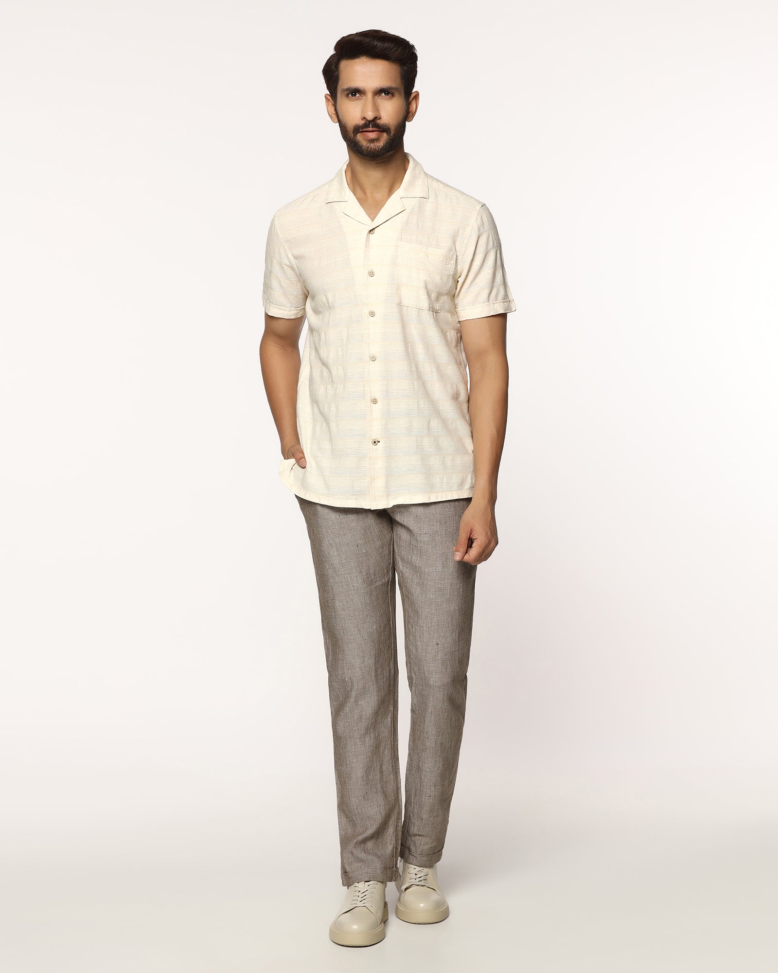 Casual Half Sleeve Natural Textured Shirt - tatsuki
