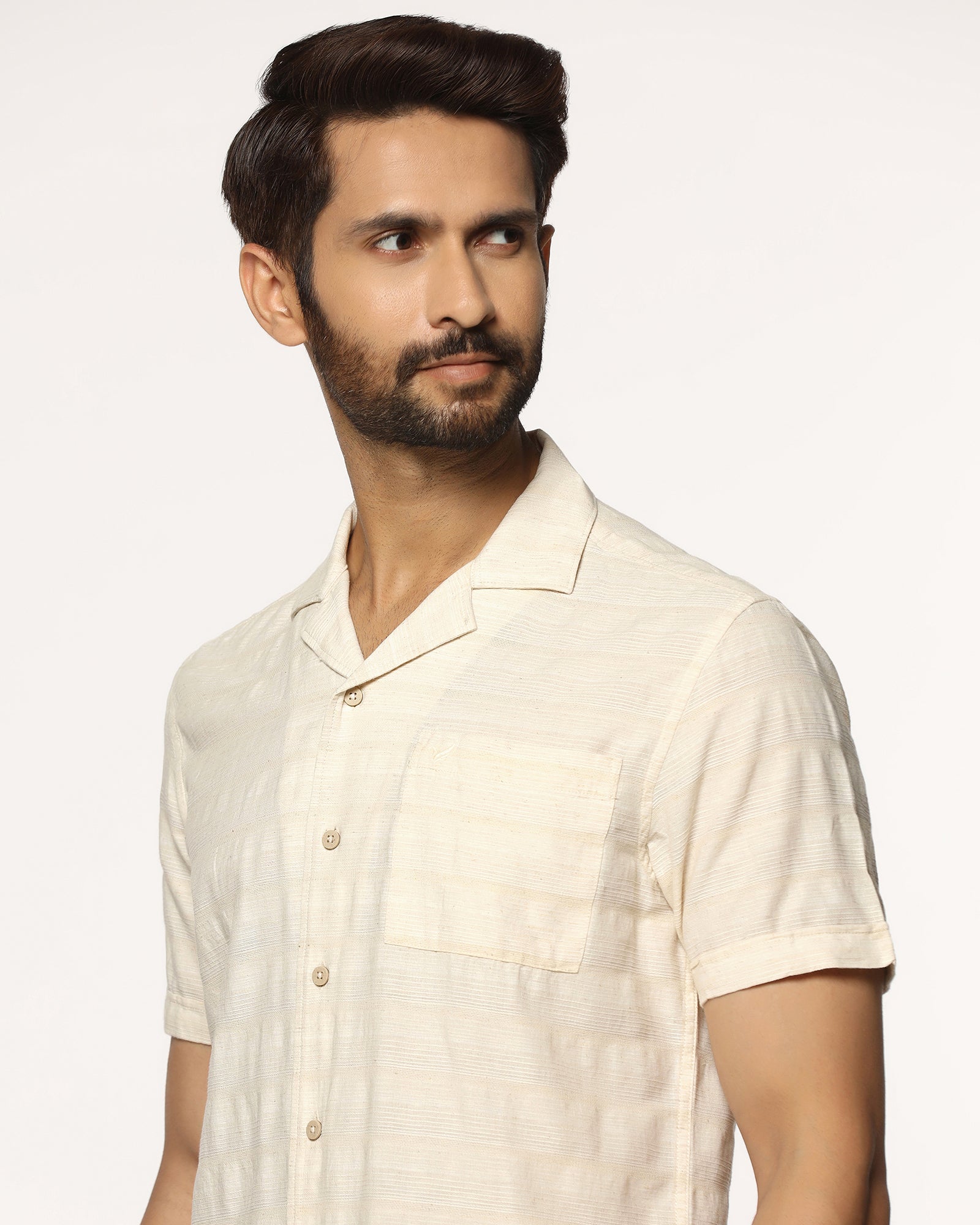 Casual Half Sleeve Natural Textured Shirt - tatsuki