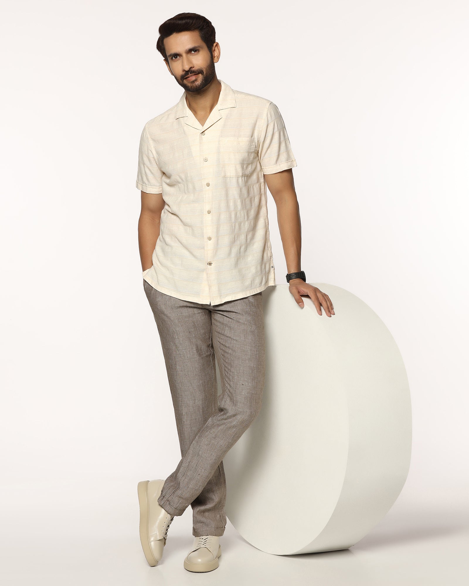 Casual Half Sleeve Natural Textured Shirt - tatsuki