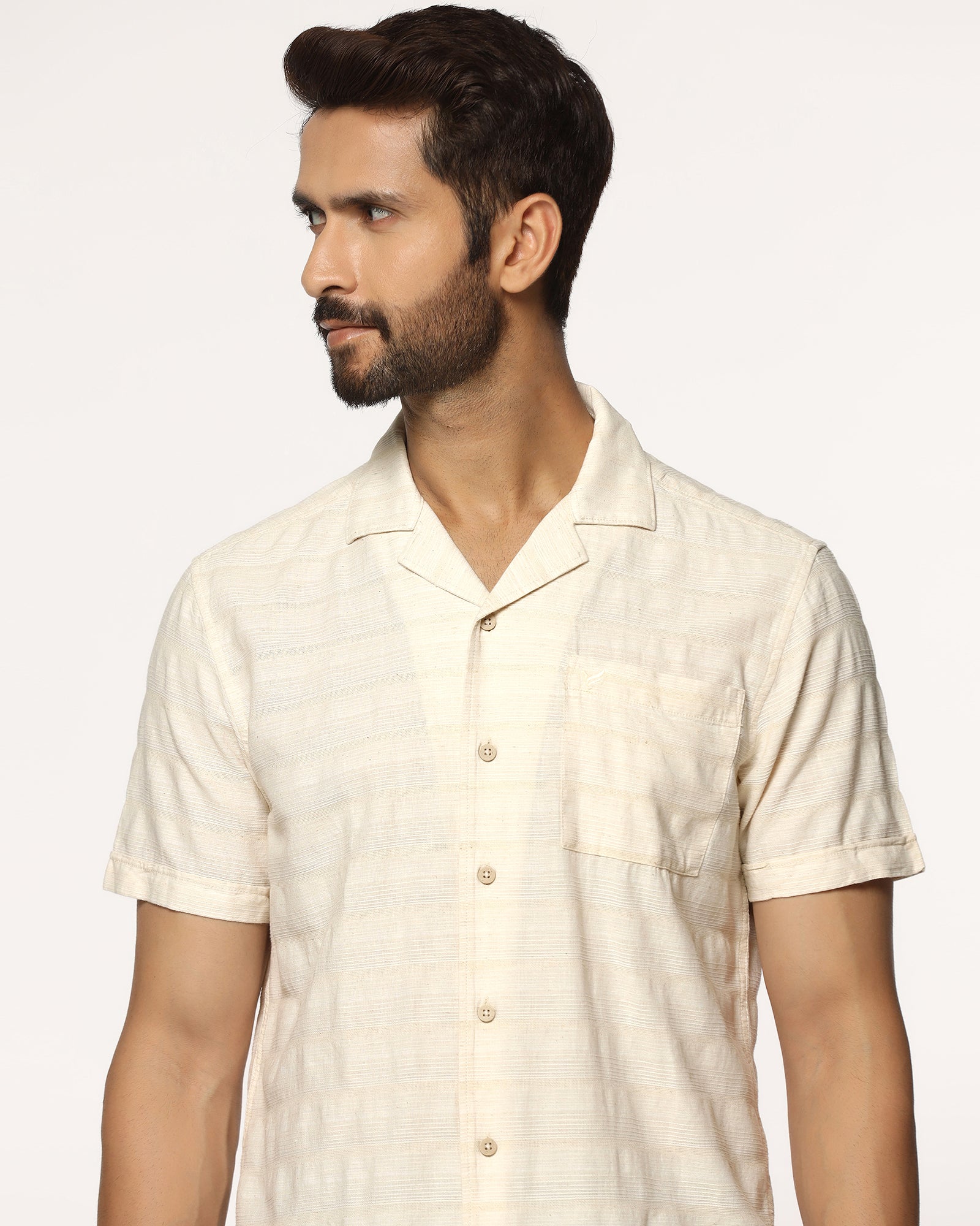 Casual Half Sleeve Natural Textured Shirt - tatsuki
