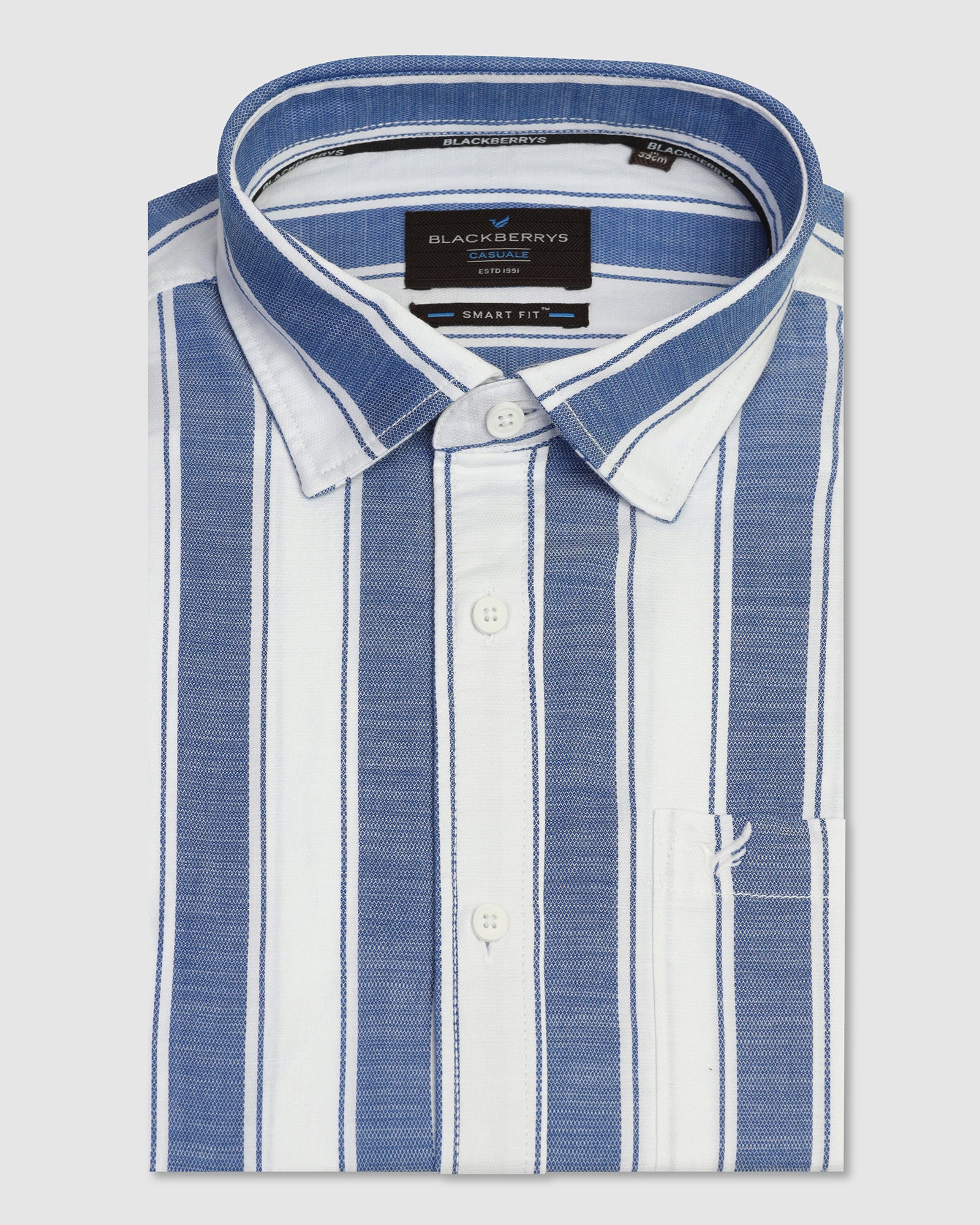 Casual Half Sleeve Navy Stripe Shirt - Delmor