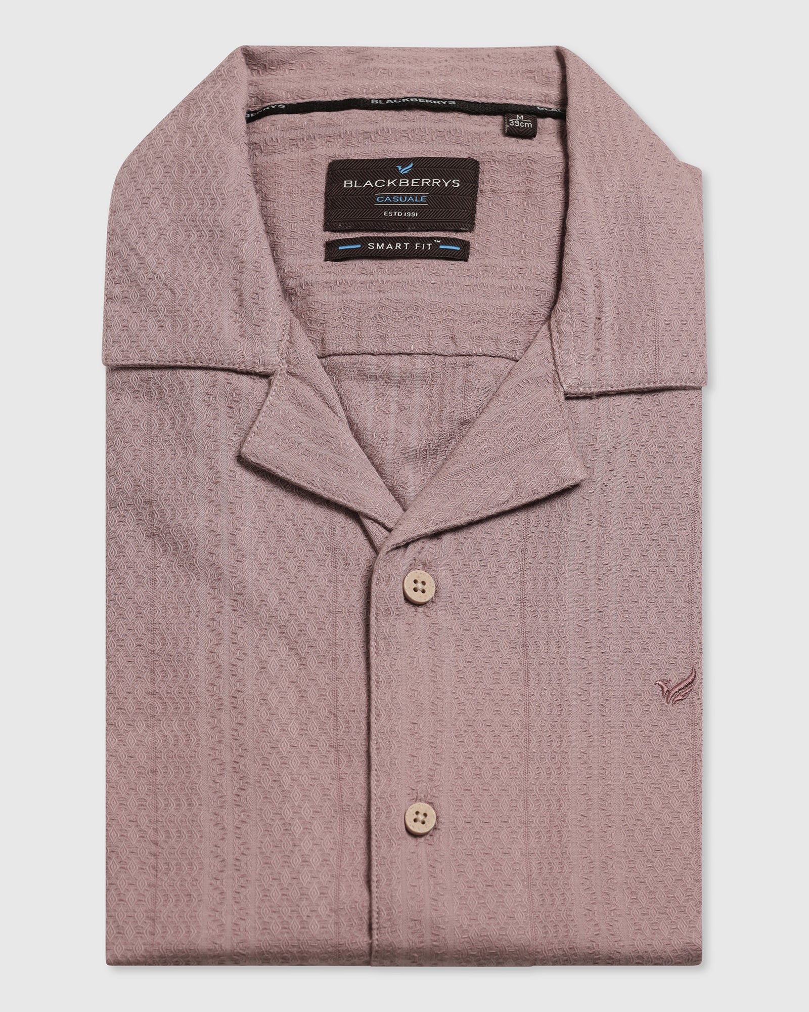 Casual Half Sleeve Pink Textured Shirt - Elister
