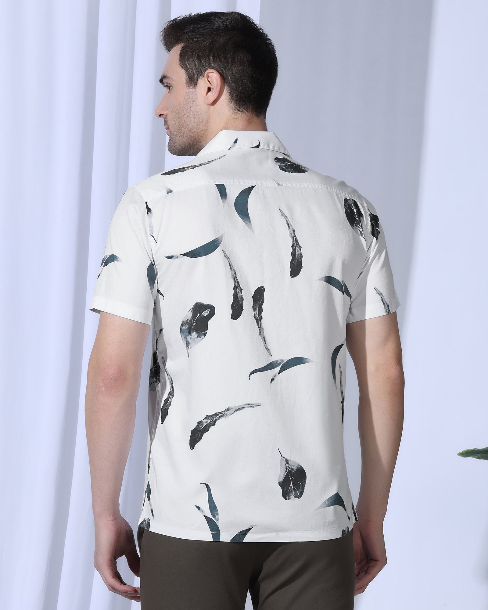 Casual Half Sleeve White Printed Shirt - Rowen