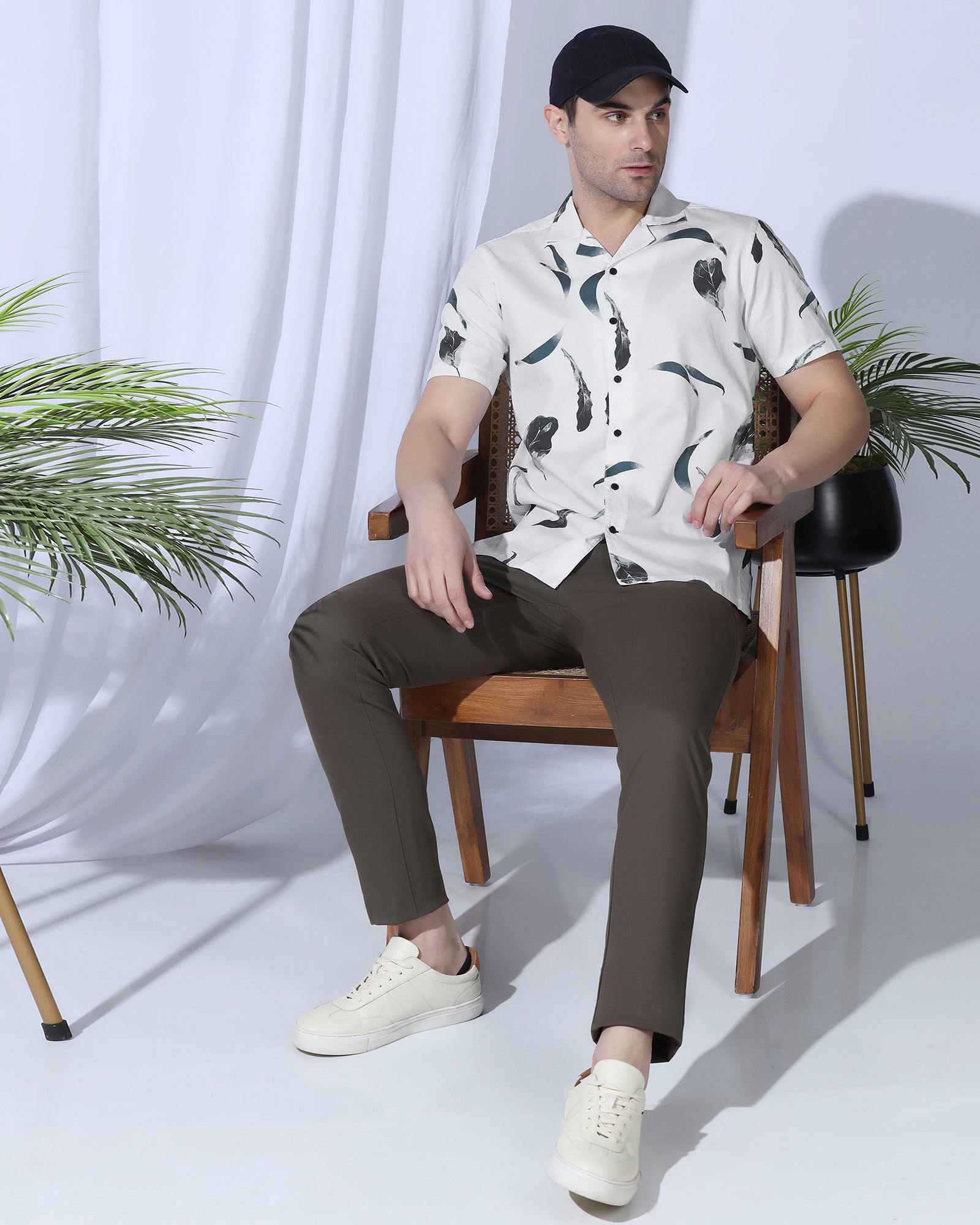 Casual Half Sleeve White Printed Shirt - Rowen