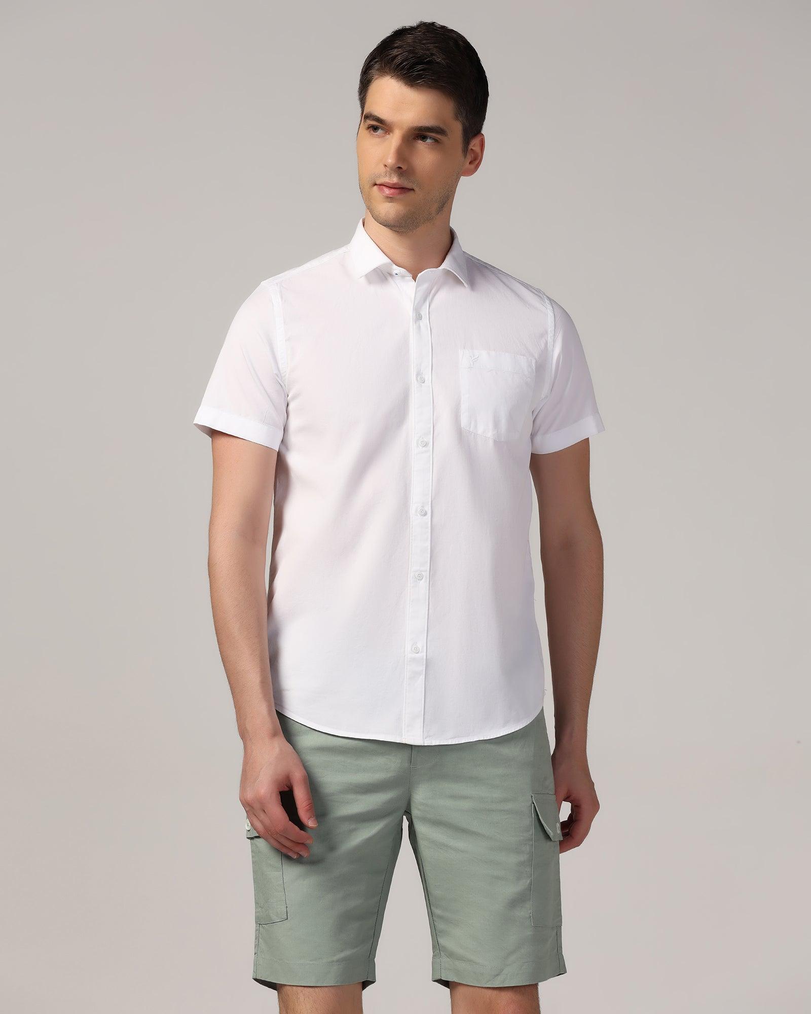 Casual Half Sleeve White Solid Shirt - Mandy - Blackberrys