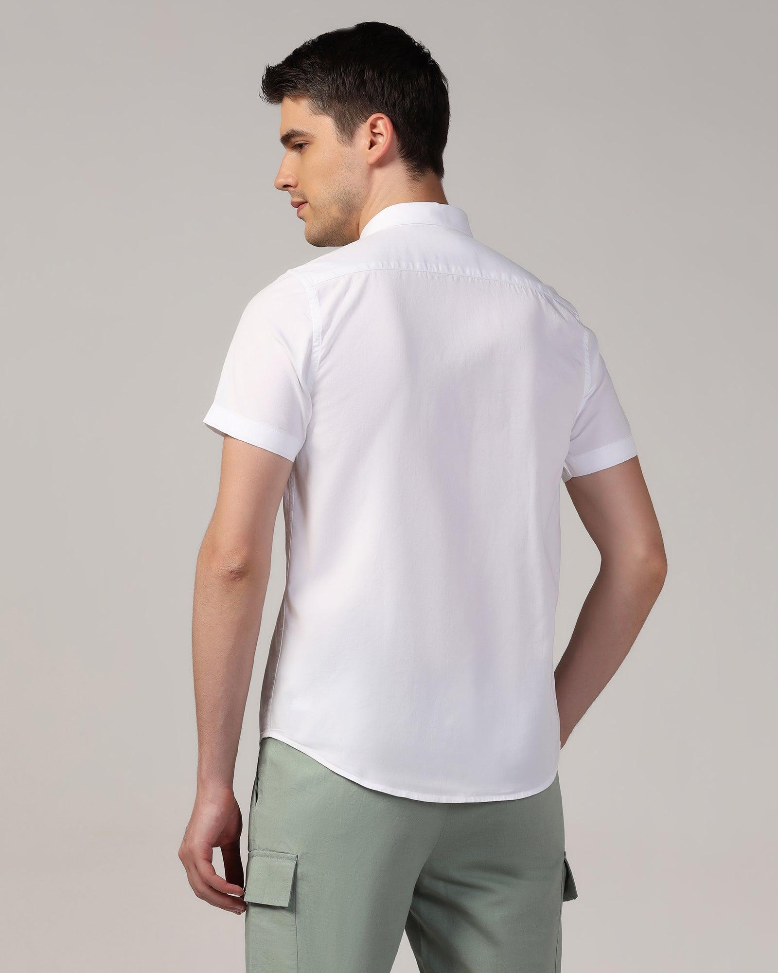Casual Half Sleeve White Solid Shirt - Mandy - Blackberrys