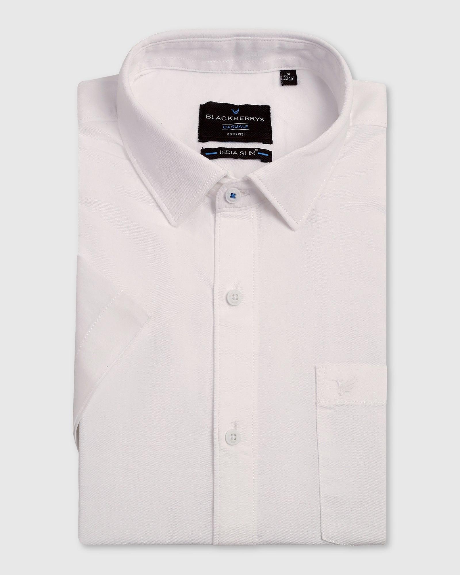 Casual Half Sleeve White Solid Shirt - Mandy - Blackberrys