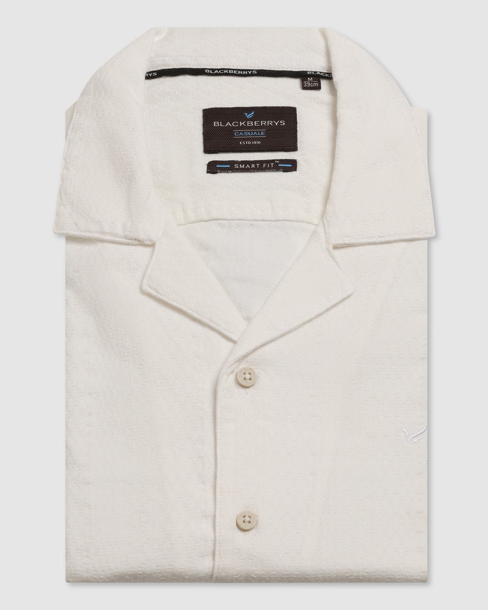 Casual Half Sleeve White Textured Shirt - Elister