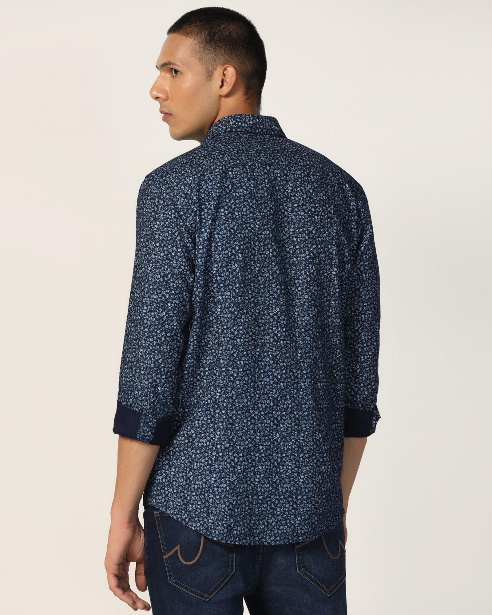 Casual Indigo Blue Printed Shirt - Ethna