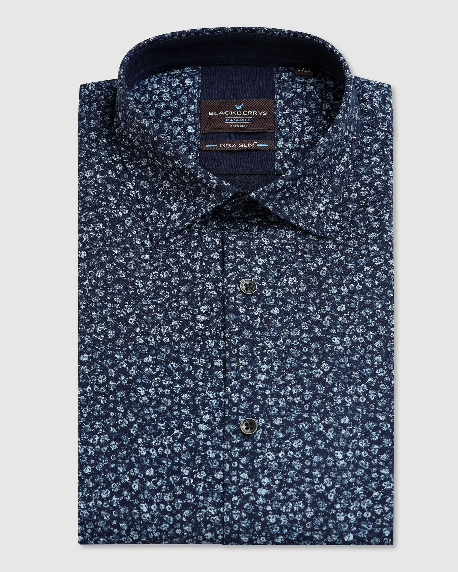 Casual Indigo Blue Printed Shirt - Ethna