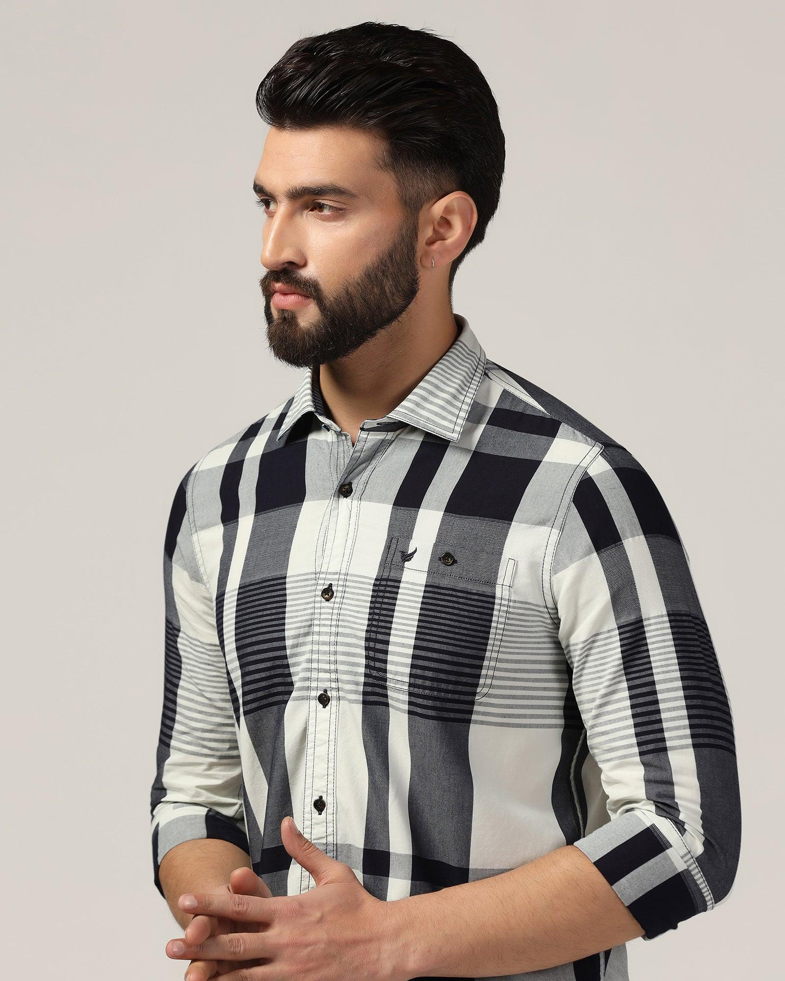 Casual Indigo Check Shirt - Paul - Blackberrys