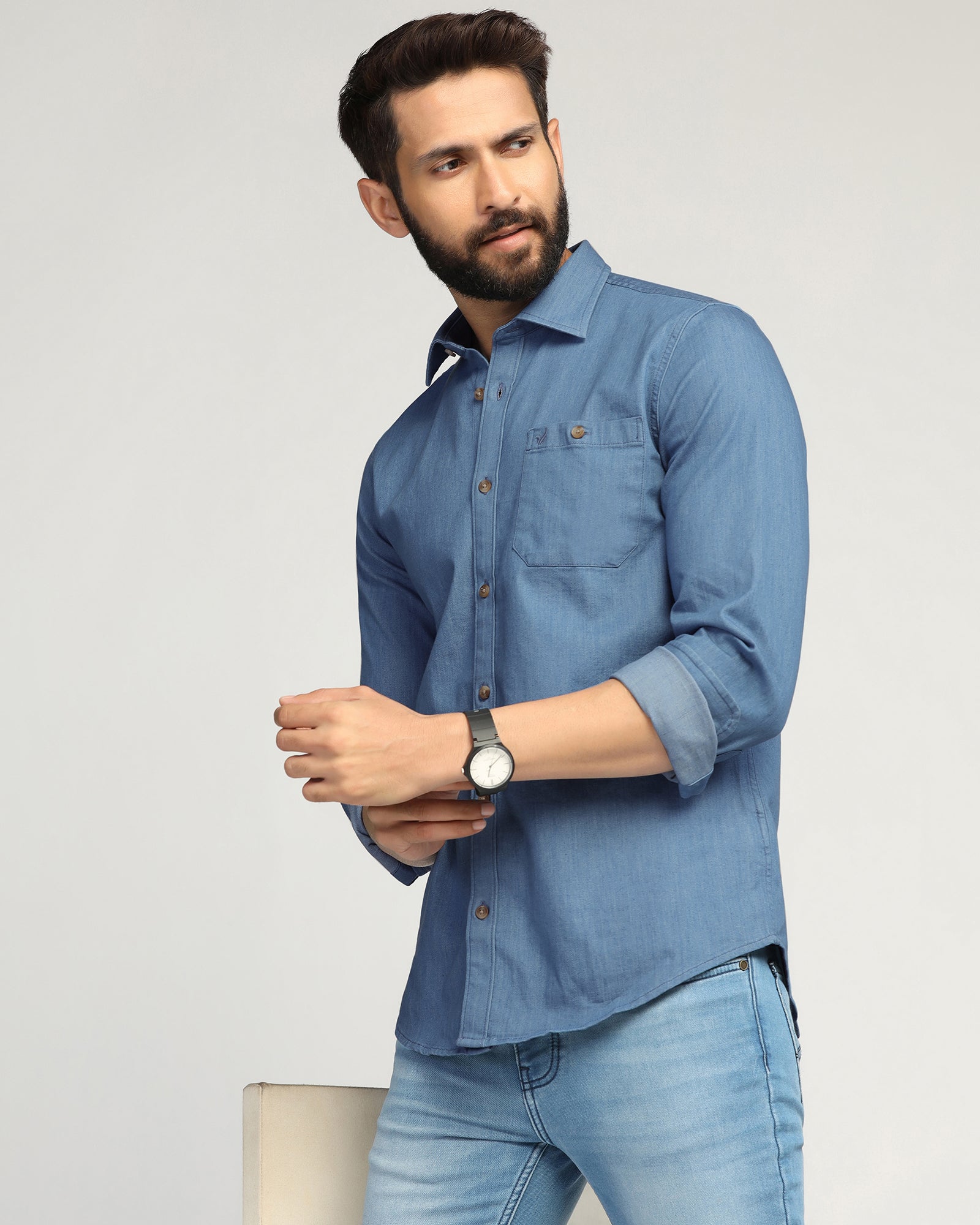 Casual Indigo Solid Shirt - Emmett