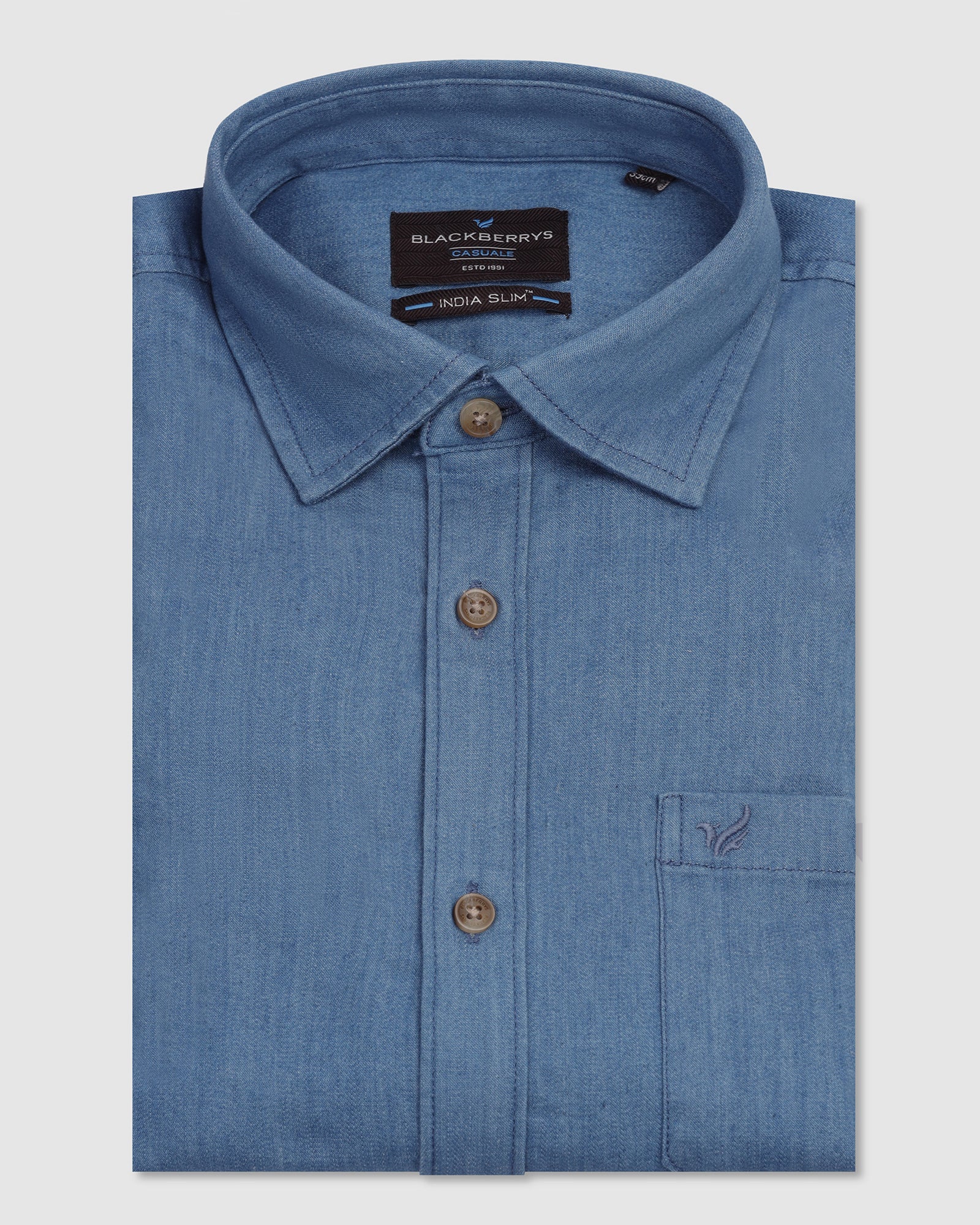 Casual Indigo Solid Shirt - Emmett