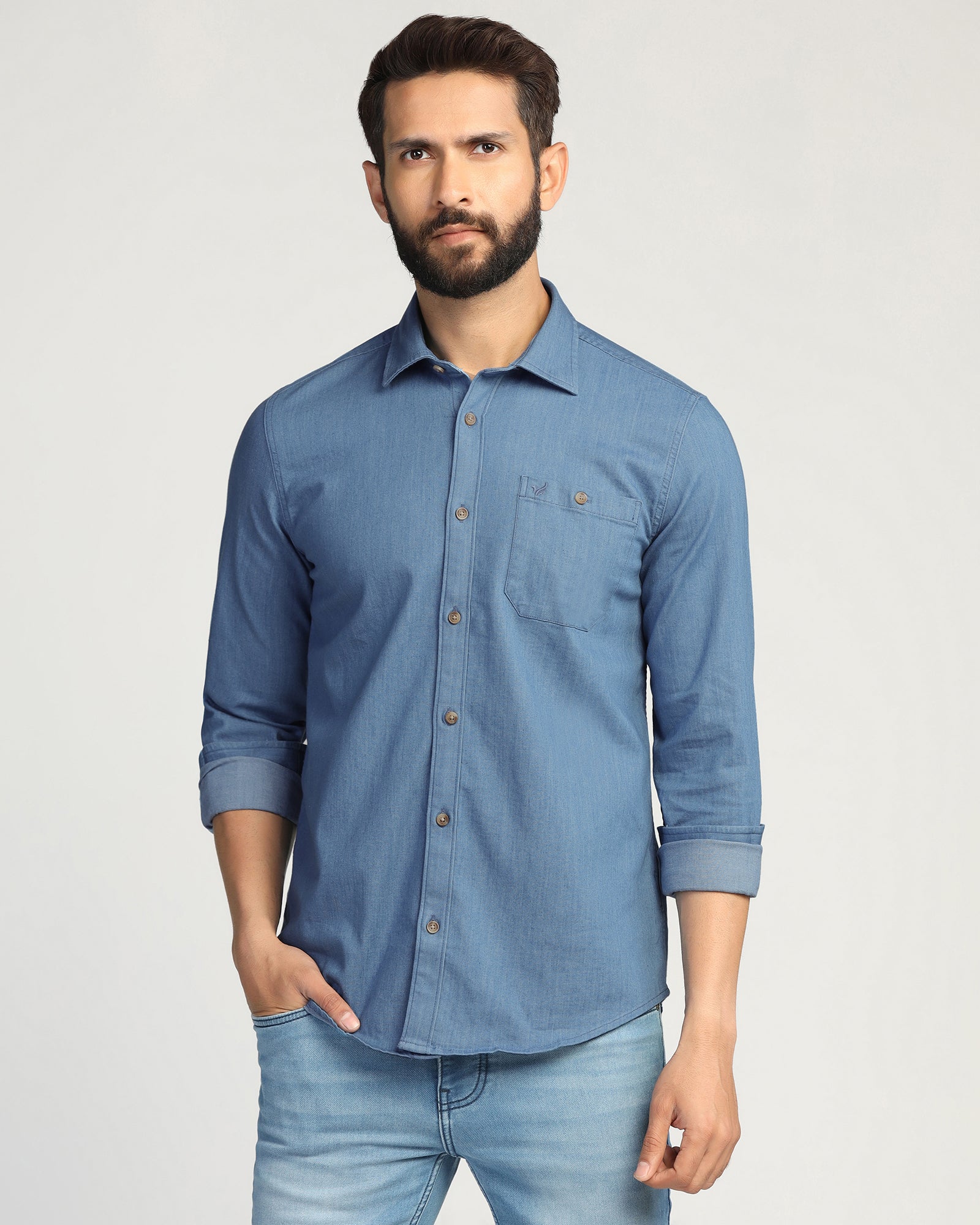 Casual Indigo Solid Shirt - Emmett