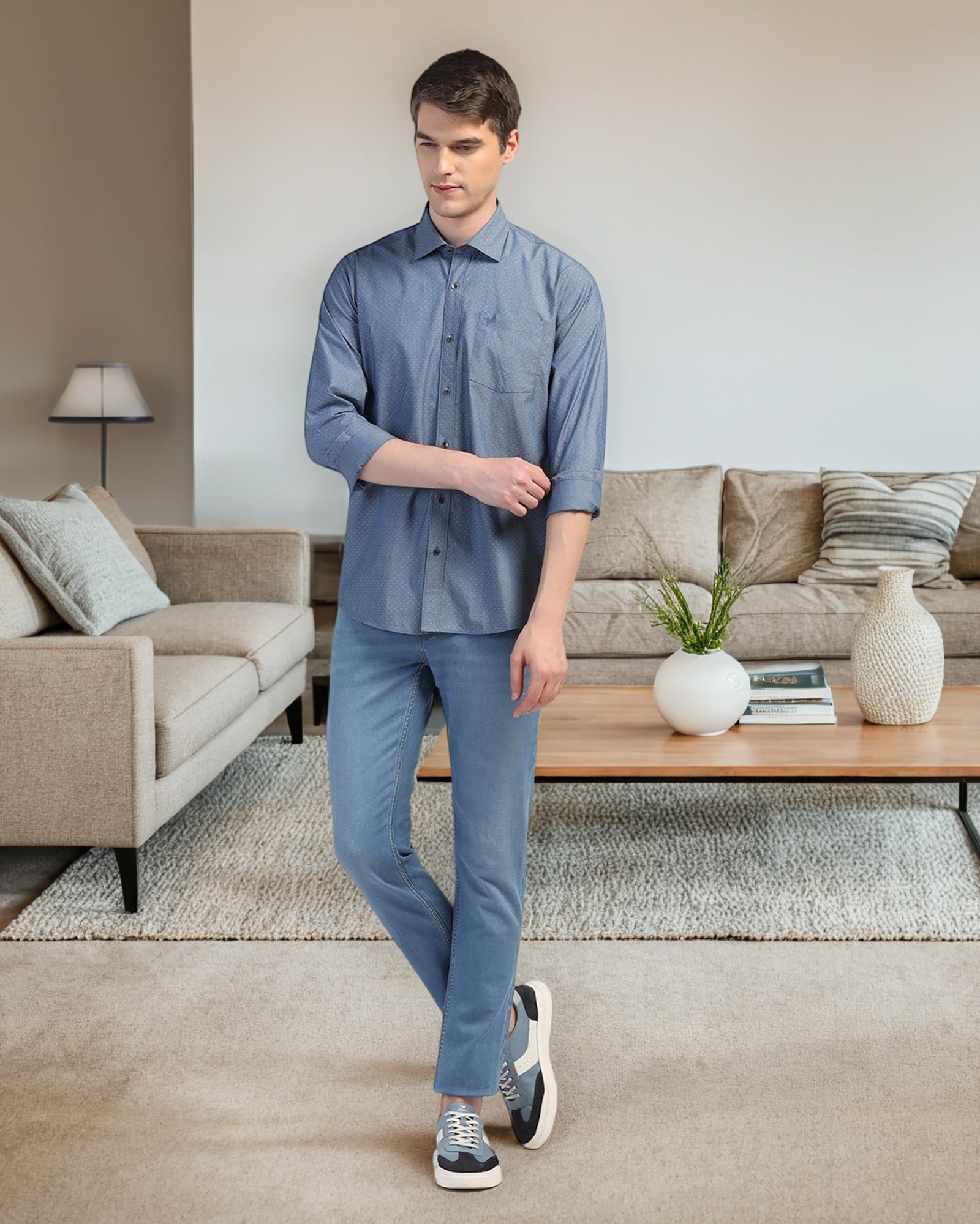 Casual Indigo Textured Shirt - Orion