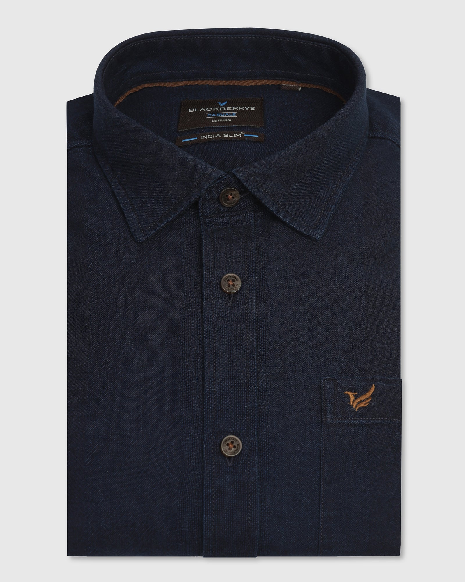 Casual Indigo Textured Shirt - Pasco
