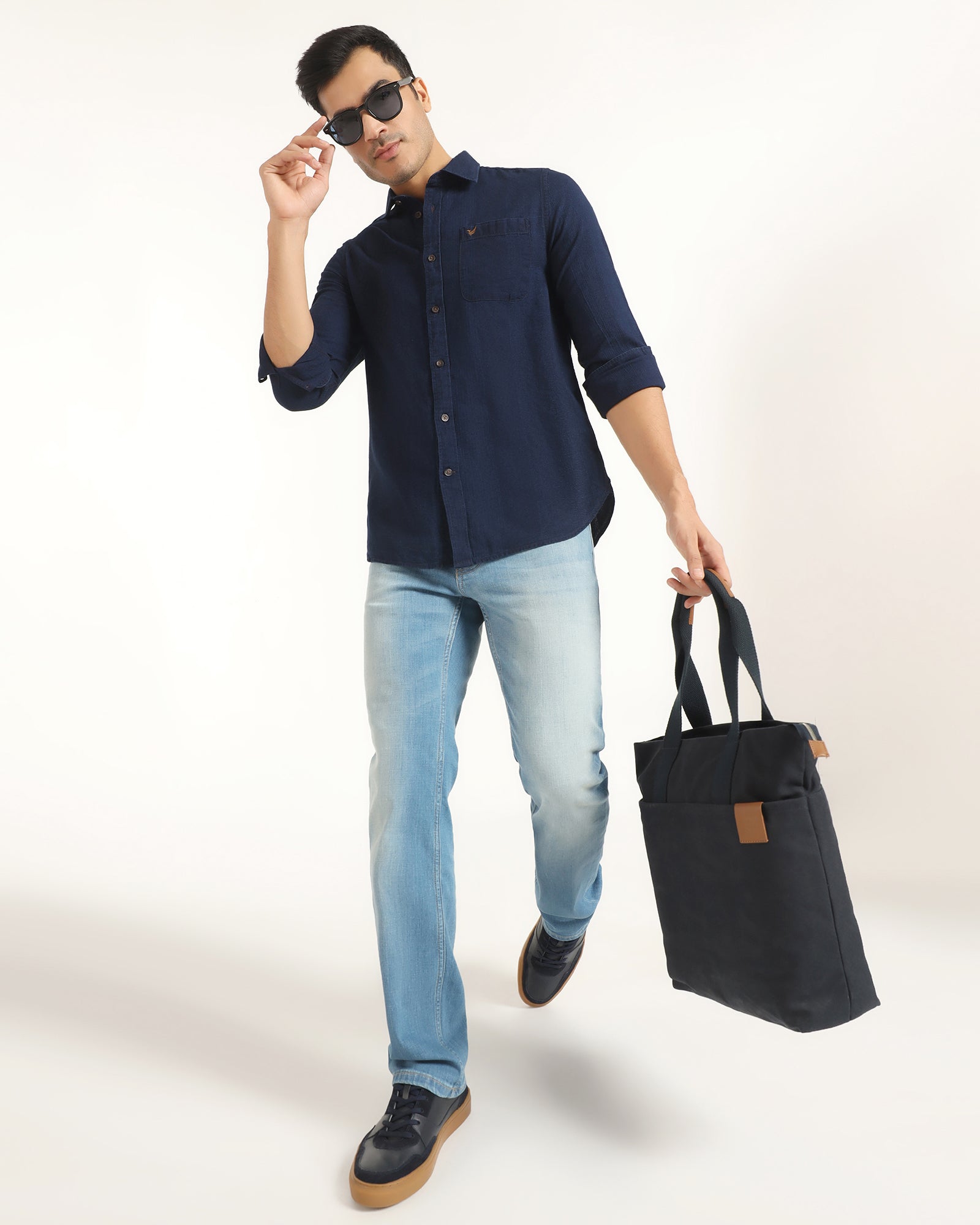 Casual Indigo Textured Shirt - Pasco