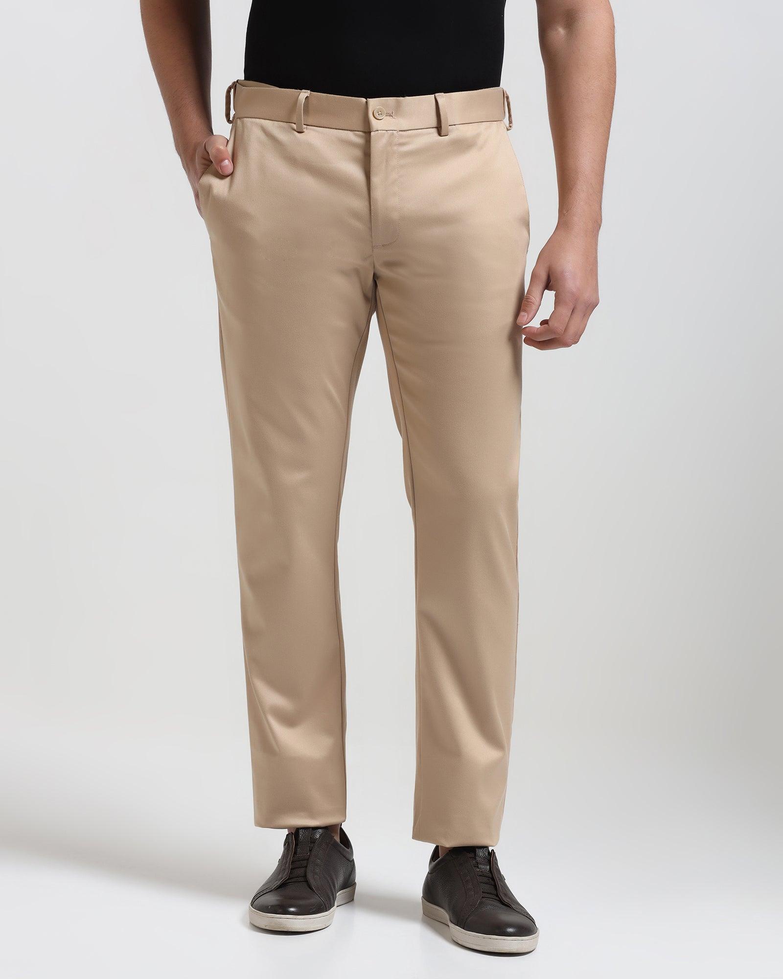 Slim Comfort B-95 Casual Beige Solid Khakis - Wolf - Blackberrys