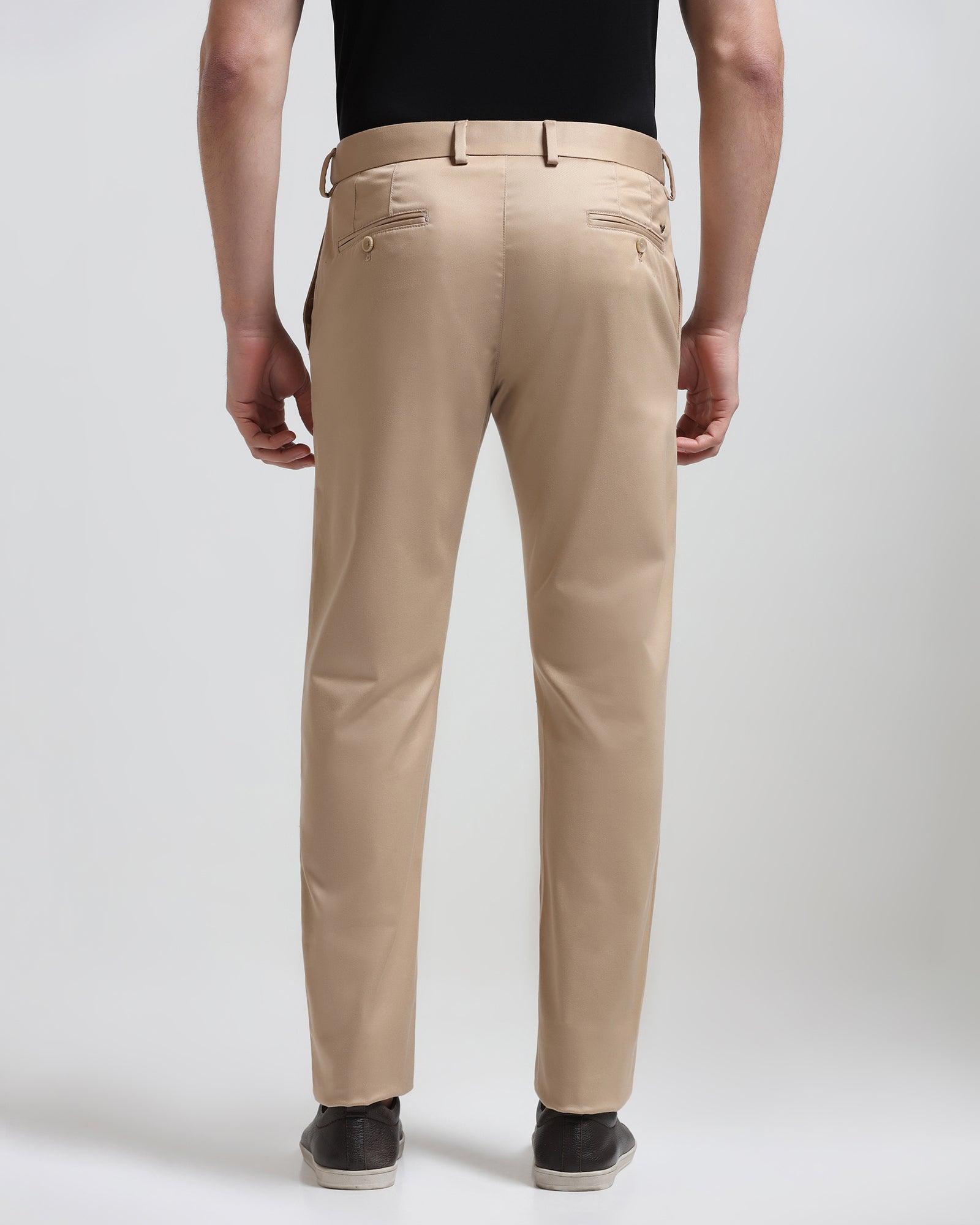 Slim Comfort B-95 Casual Beige Solid Khakis - Wolf - Blackberrys