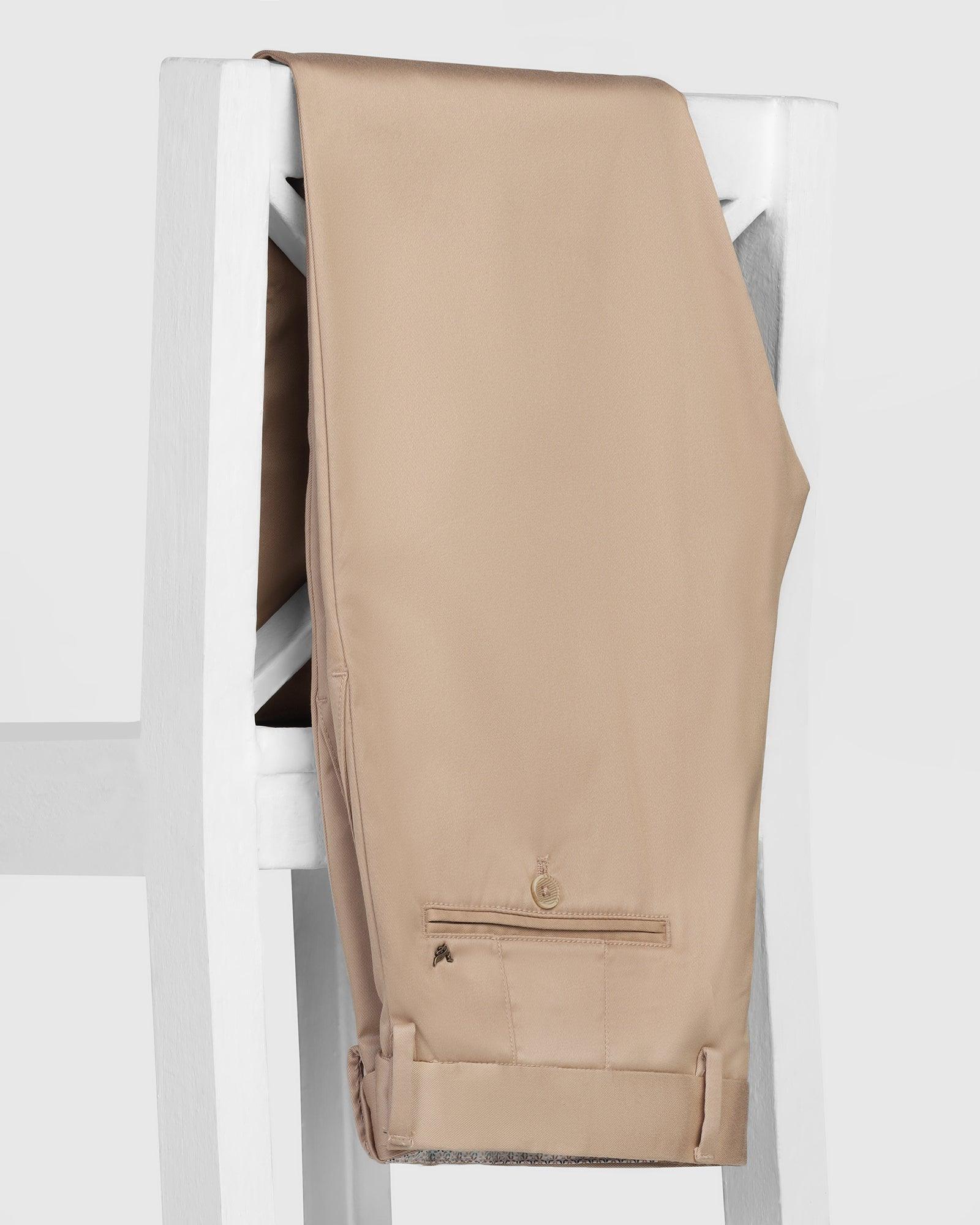 Slim Comfort B-95 Casual Beige Solid Khakis - Wolf - Blackberrys