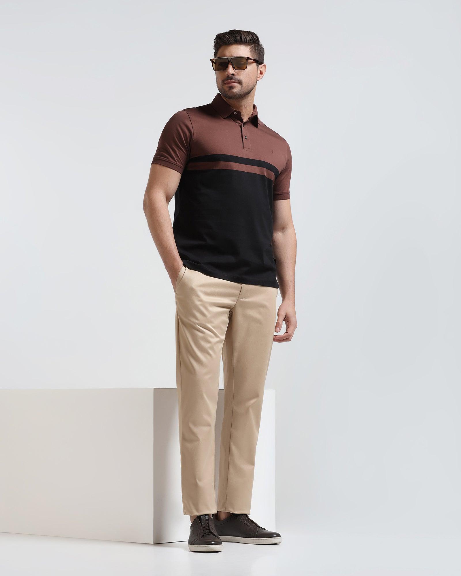 Slim Comfort B-95 Casual Beige Solid Khakis - Wolf - Blackberrys